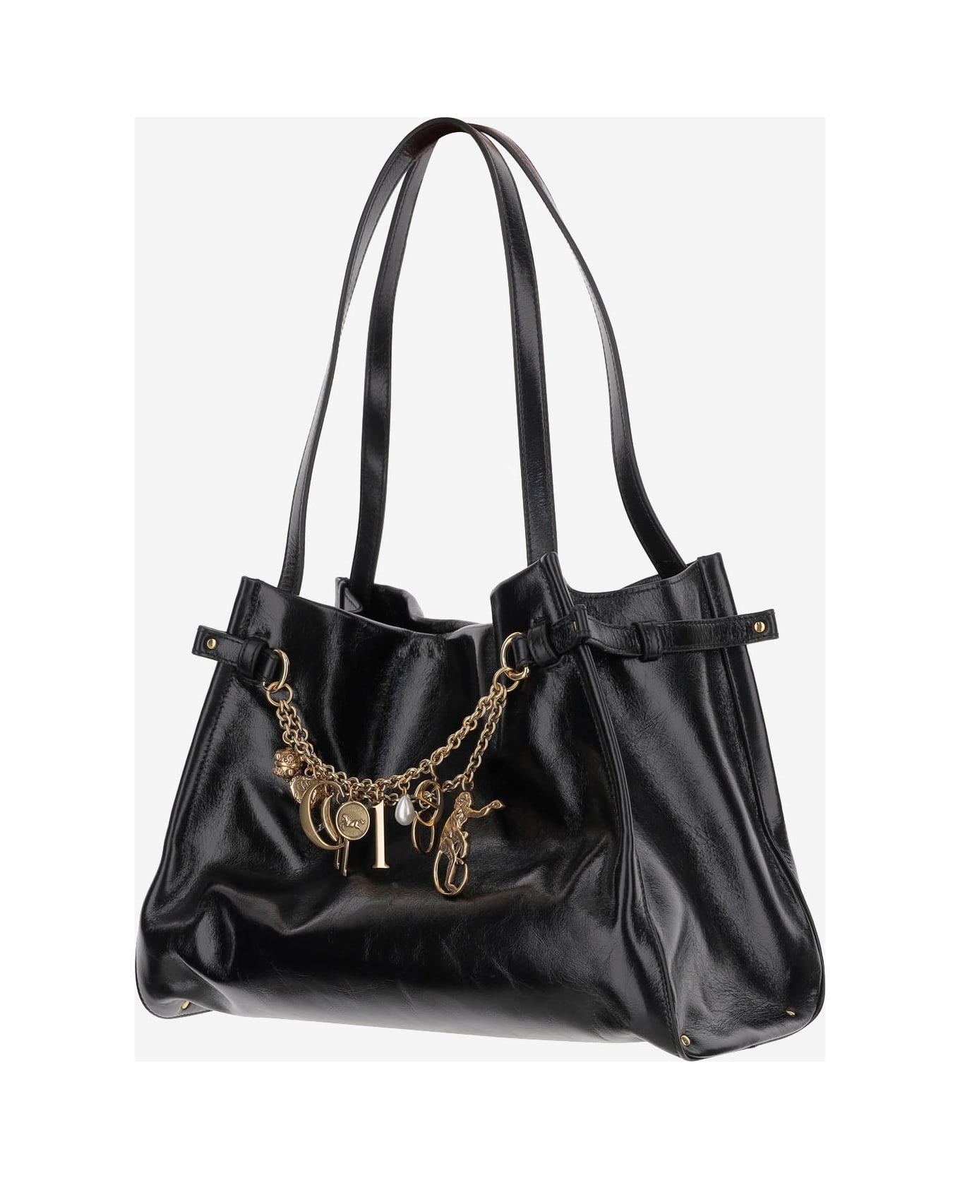 Glossy Leather Shoulder Bag - 2