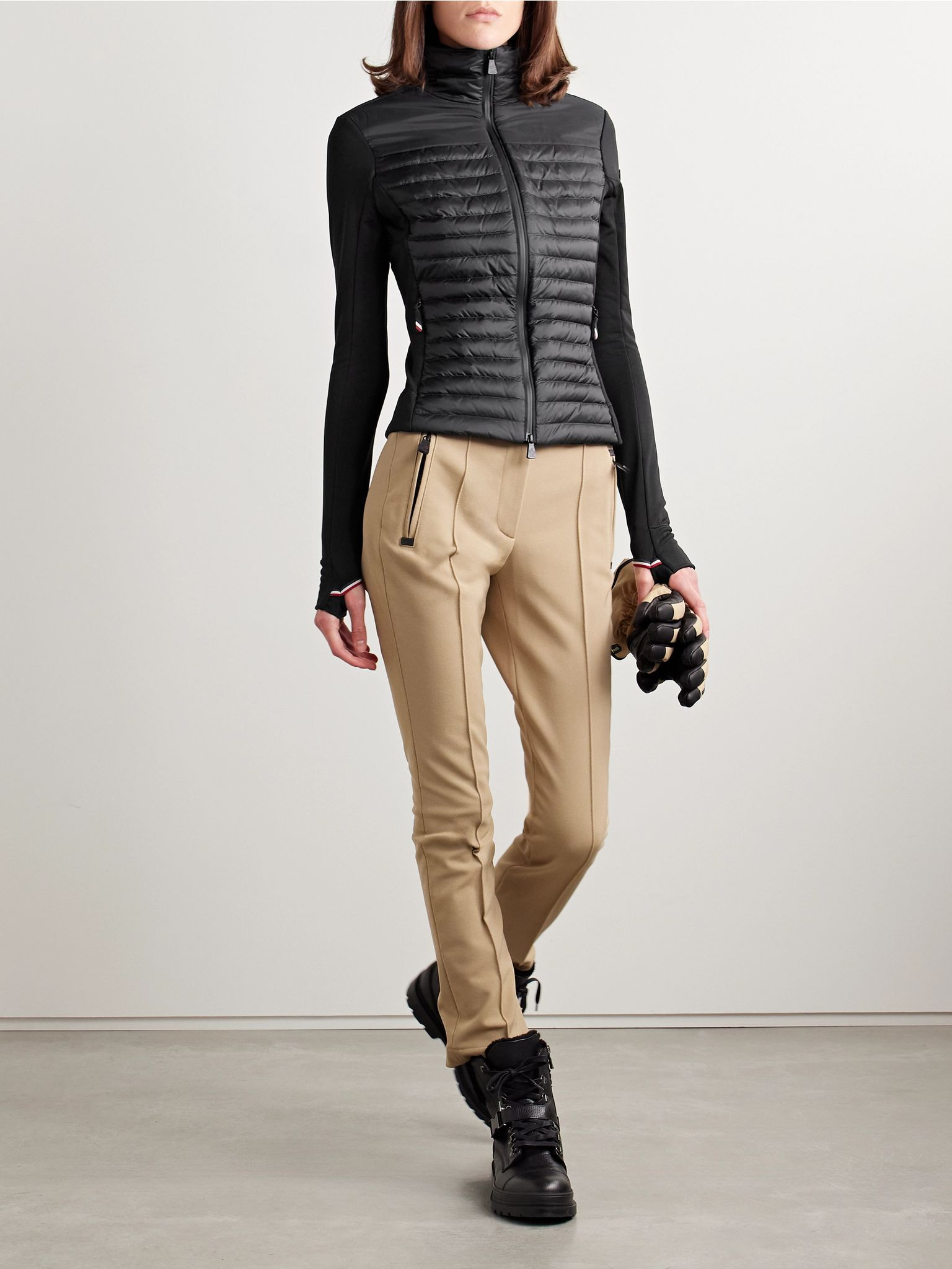 Power Grid paneled Polartec® jersey and quilted shell down base layer Black - 2