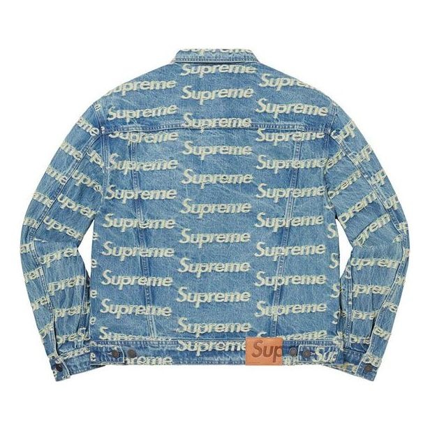 Supreme Frayed Logos Denim Trucker Jacket 'Teal White' SUP-SS21-667 - 2