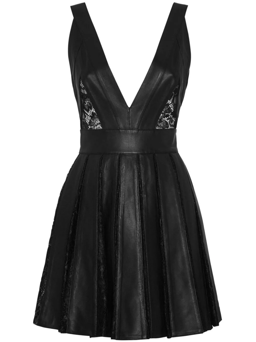 sheer-panel leather minidress - 1