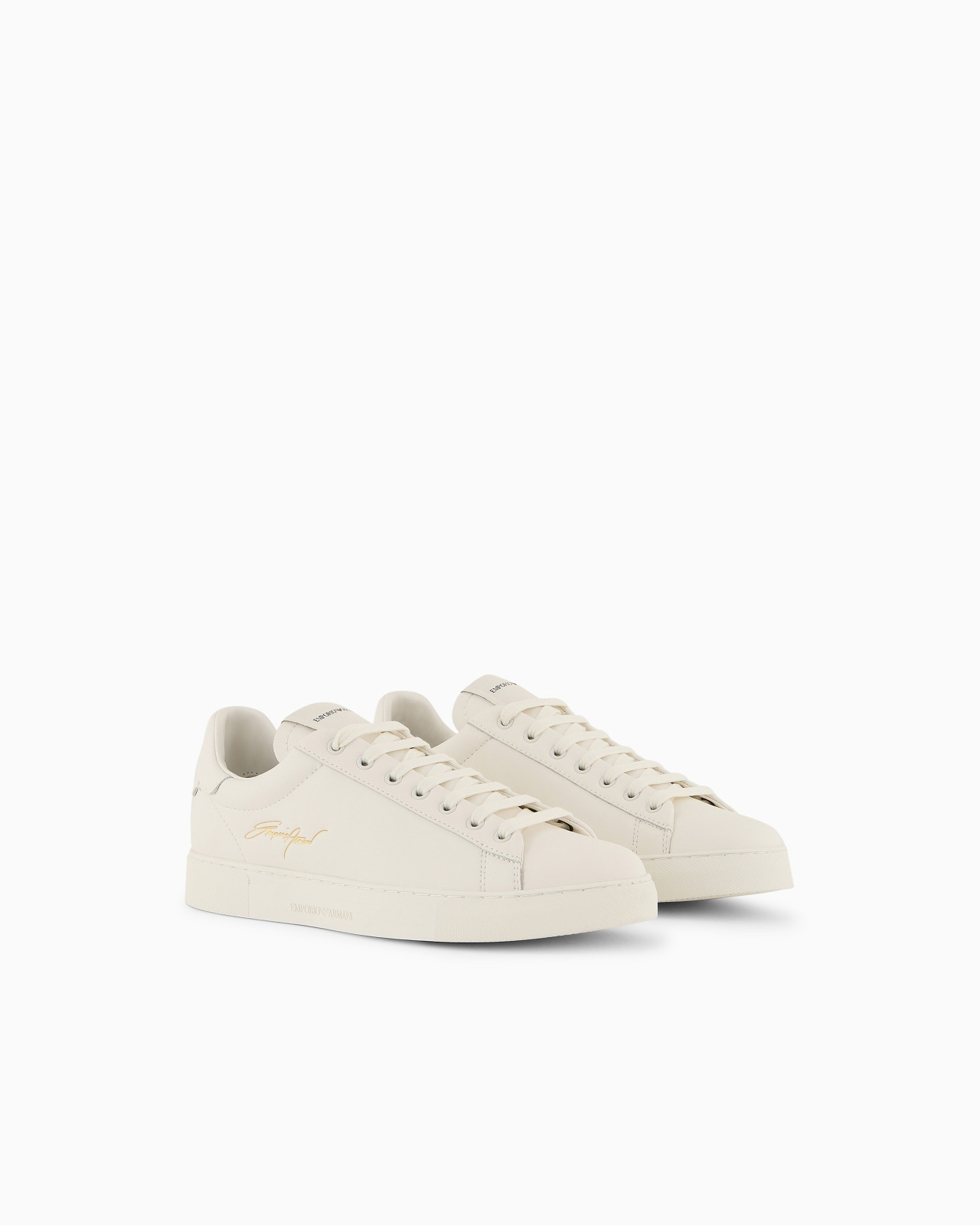 Leather sneakers with gold signature logo - 2