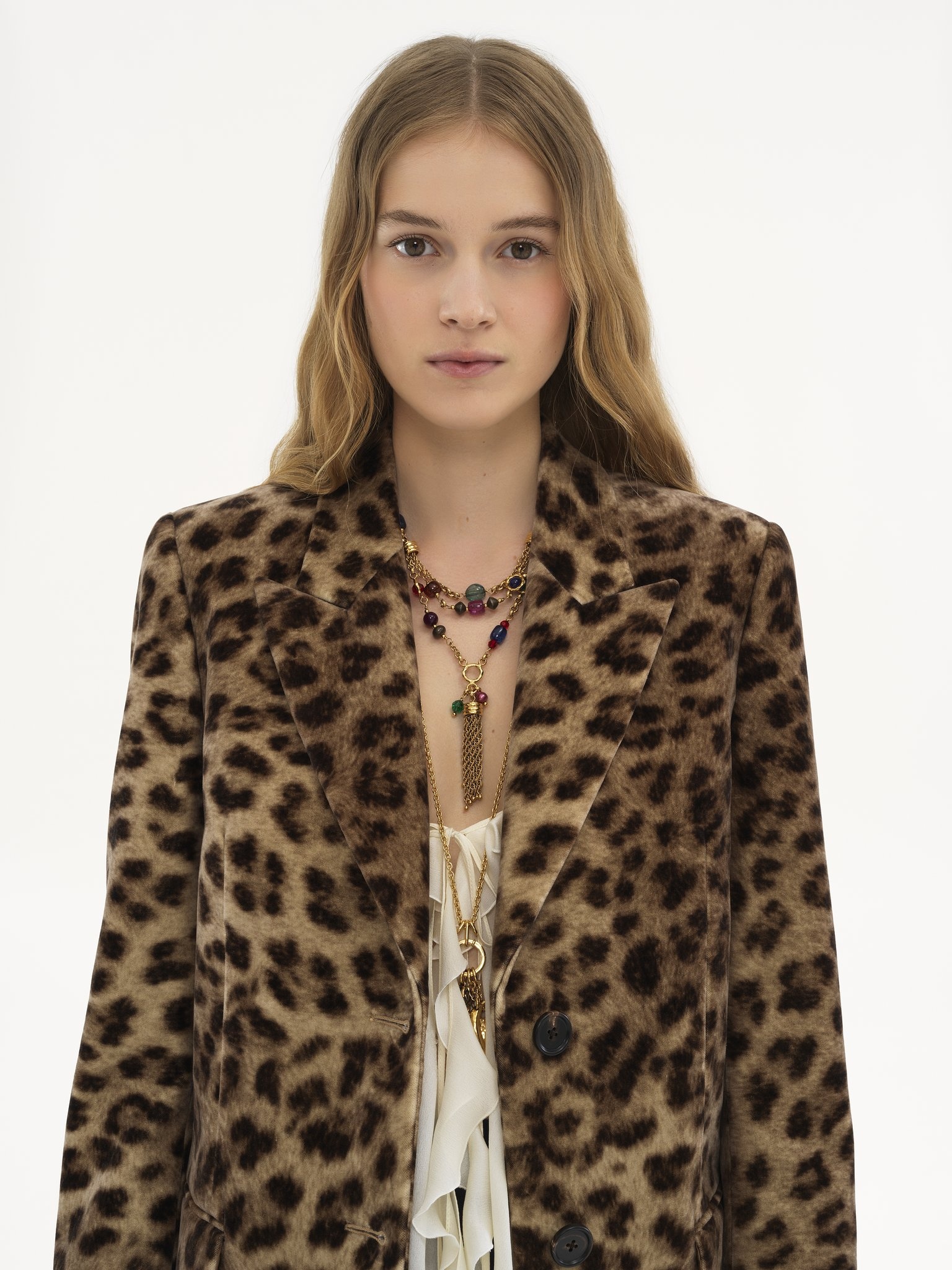TAILORED JACKET IN LEOPARD-PRINT VELVET - 6