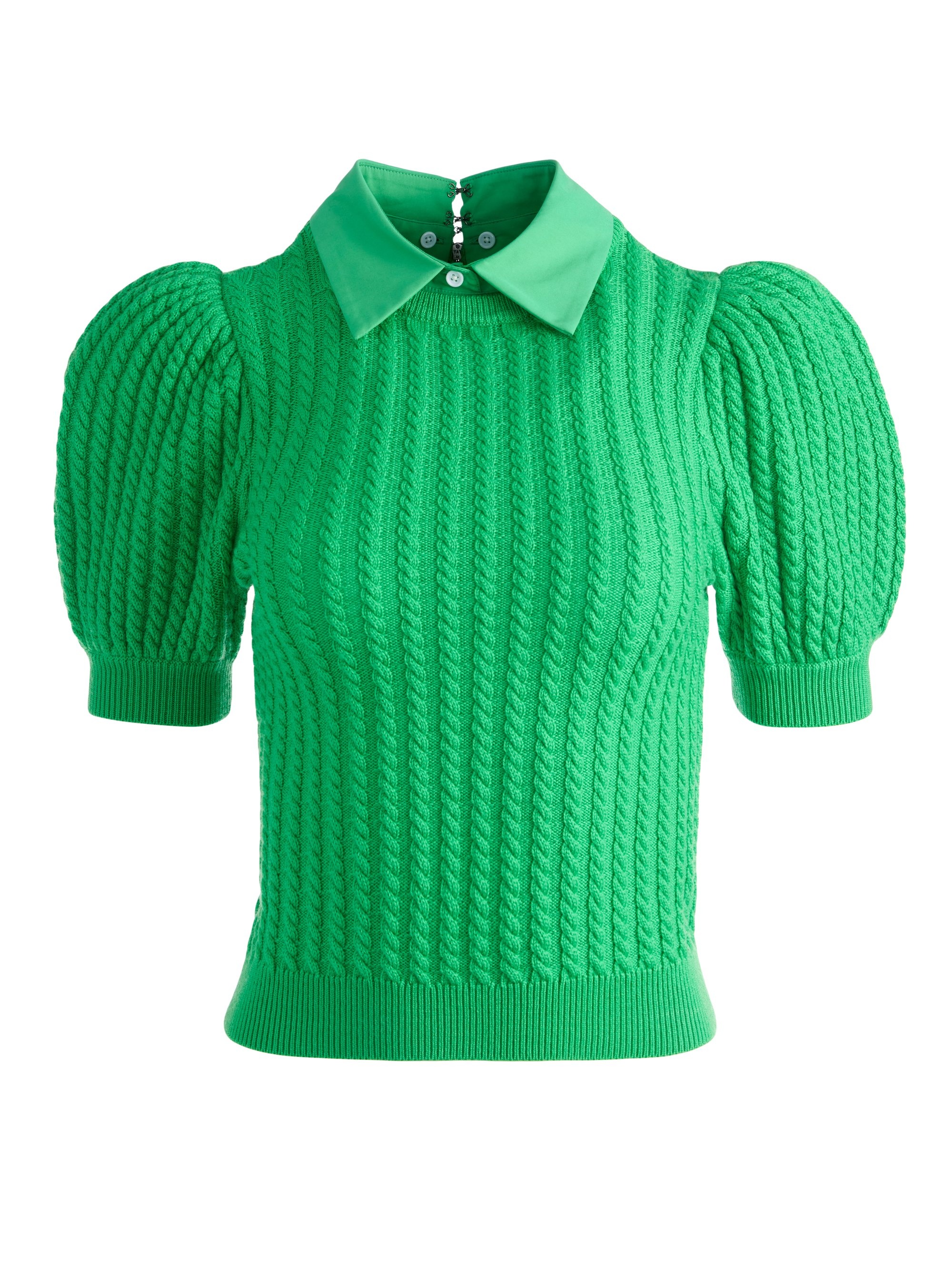 CHASE CABLE KNIT PUFF SLEEVE SWEATER - 1