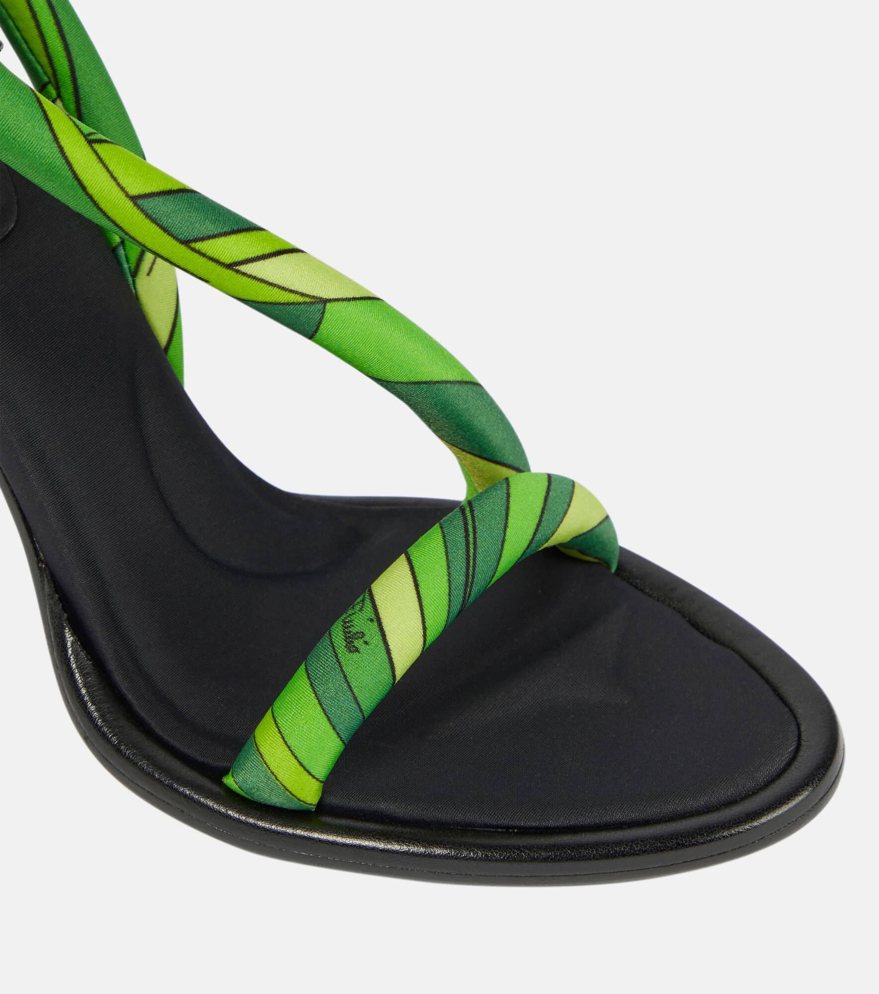 Leather-trimmed silk sandals - 6