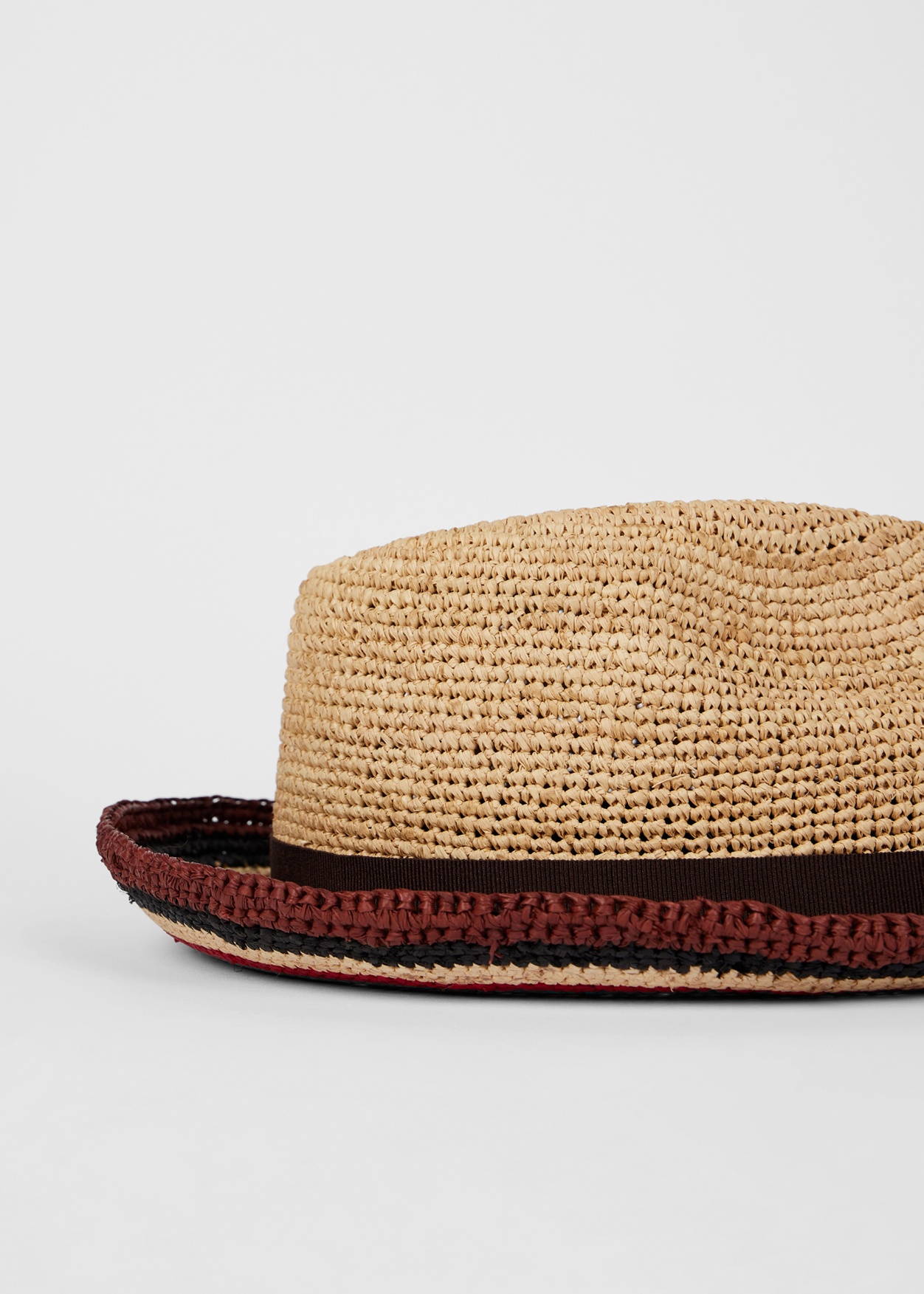 Brown 'Signature Stripe' Straw Trilby Hat - 3