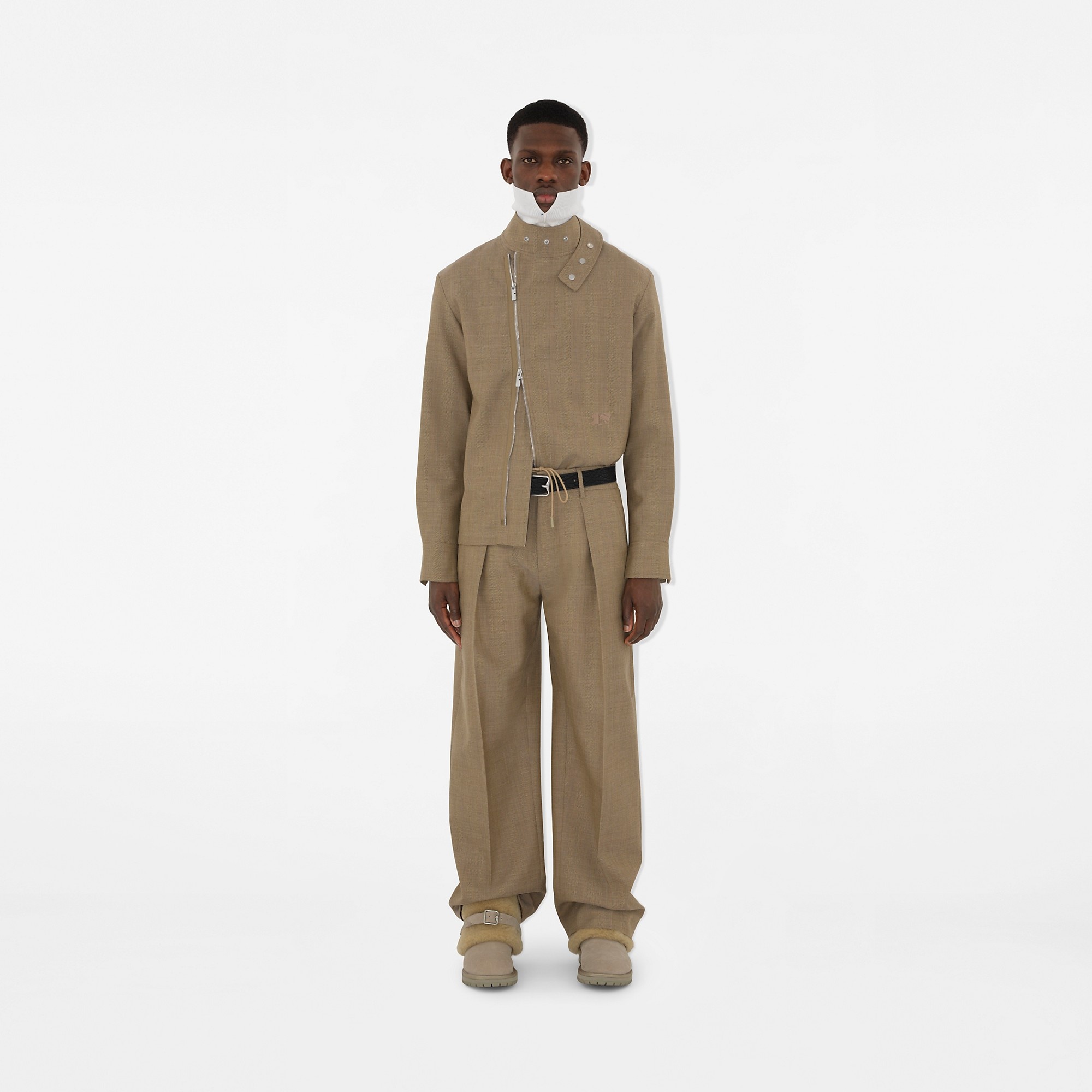 Herringbone Wool Tailored Trousers - 5