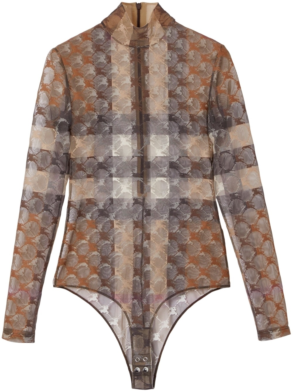 EKD Check Stretch Tulle Turtleneck Bodysuit - 2