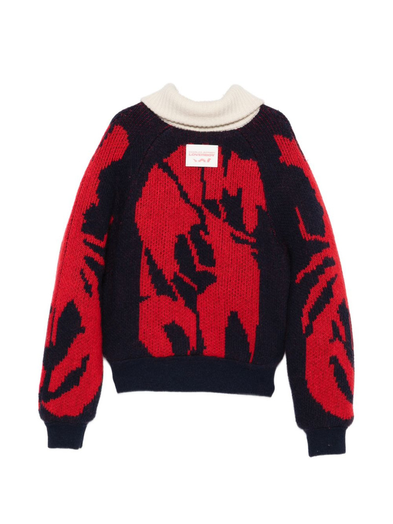 CHARLES JEFFREY LOVERBOY knitted zip puffer jacket outlook
