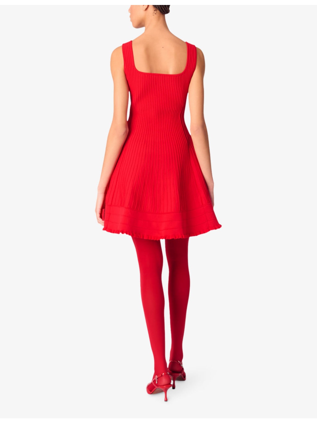 Flared-Hem Square-Neck Stretch-Knit Mini Dress - 4