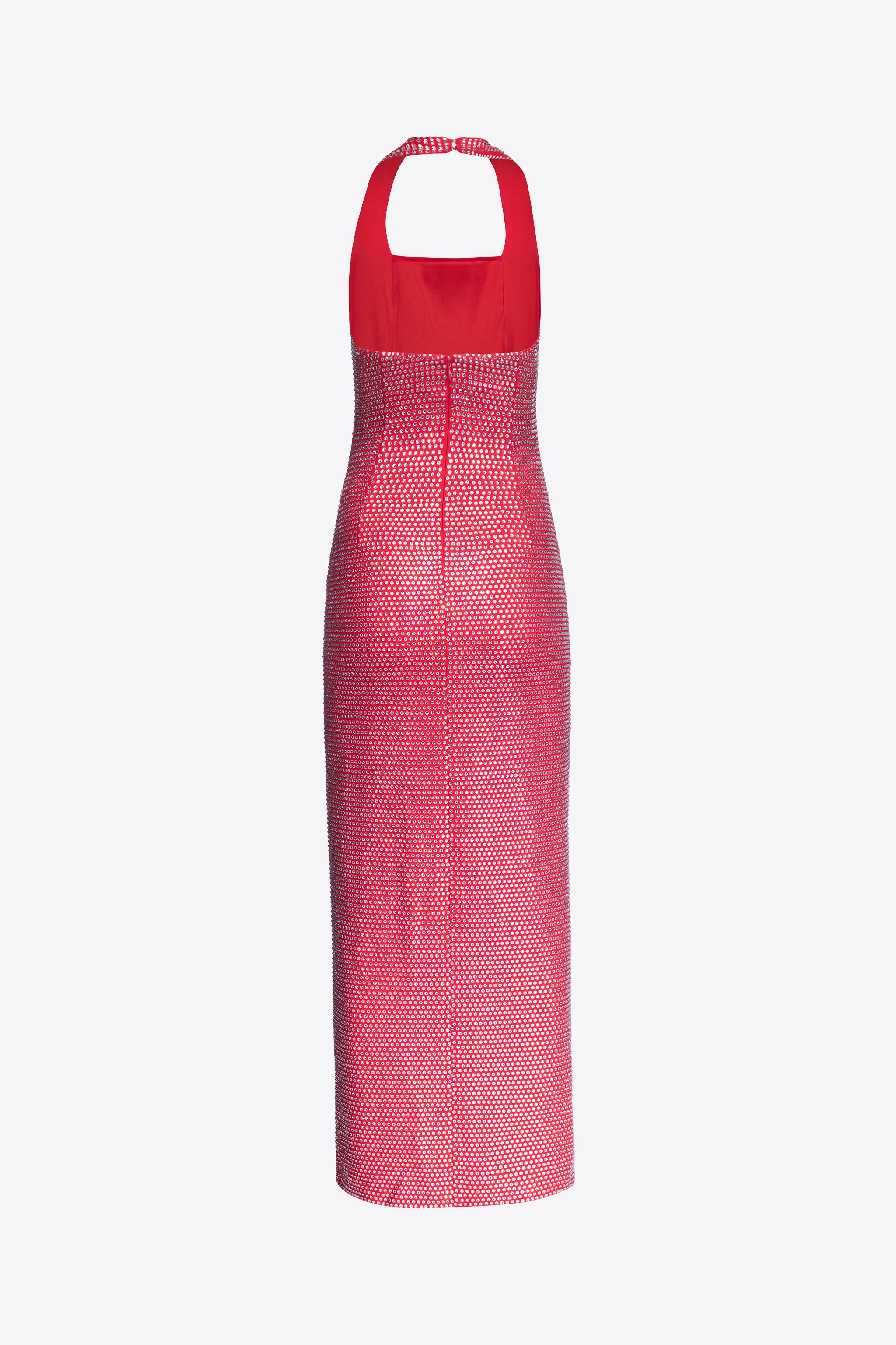 CRYSTAL EMBELLISHED HALTER SLIT GOWN - 2