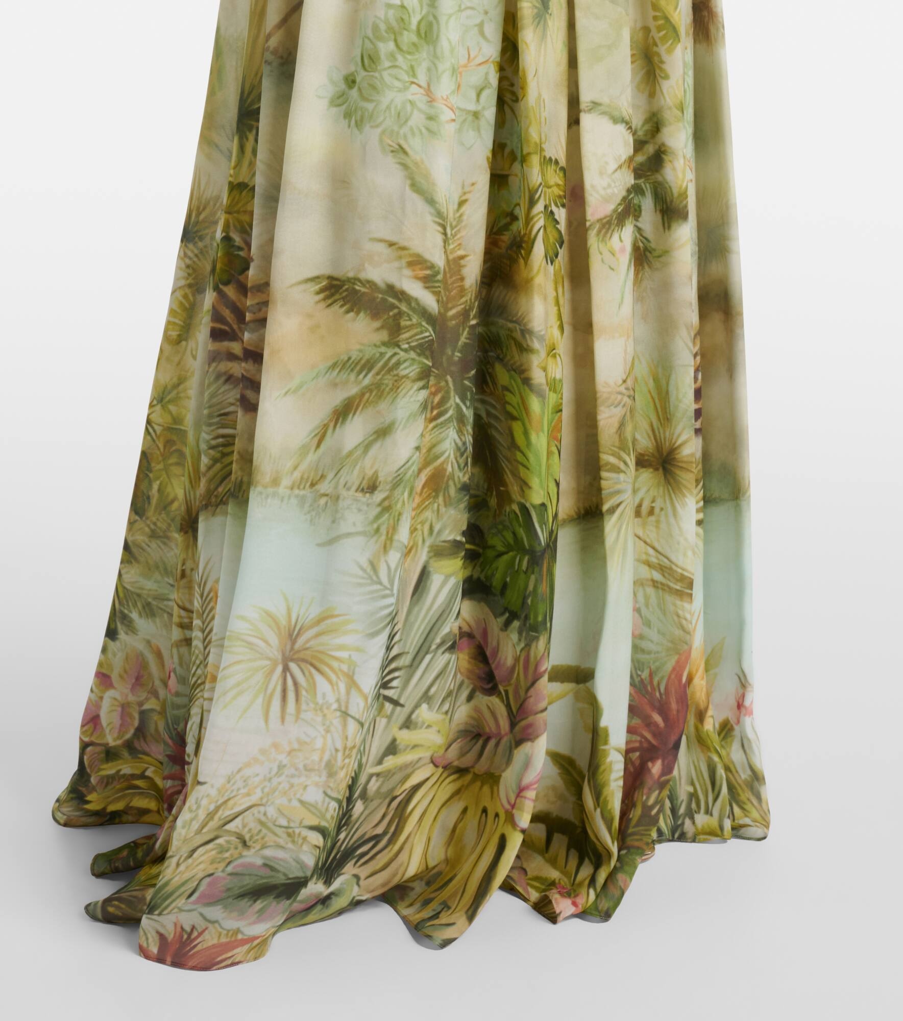Scarf-detail printed georgette gown - 5