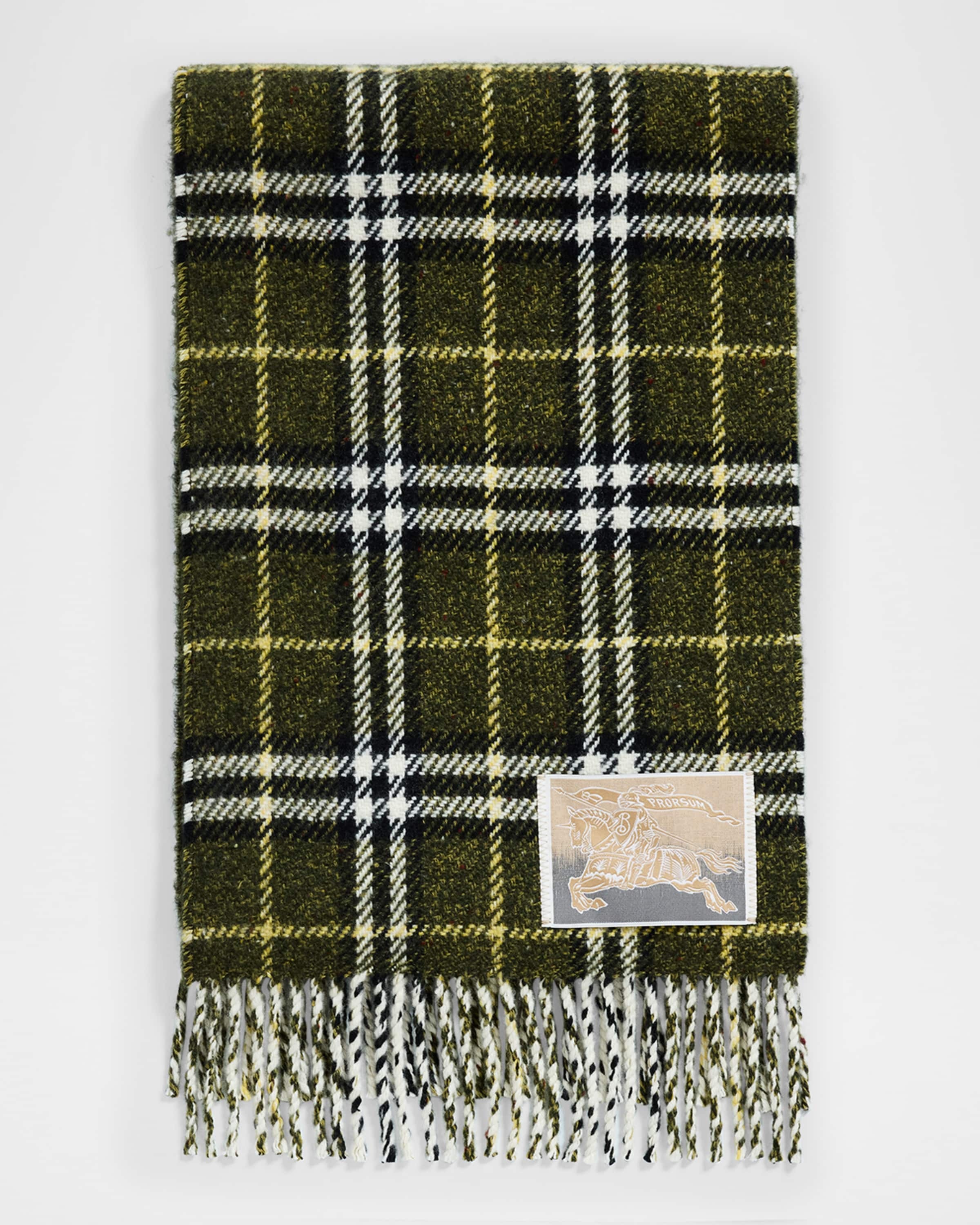 Check-Print Cashmere Blend Scarf - 1