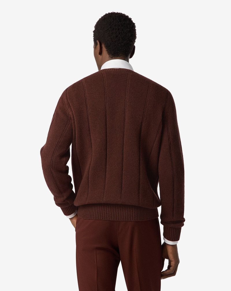 Burnt brown crew neck eco-cashmere jumper 3