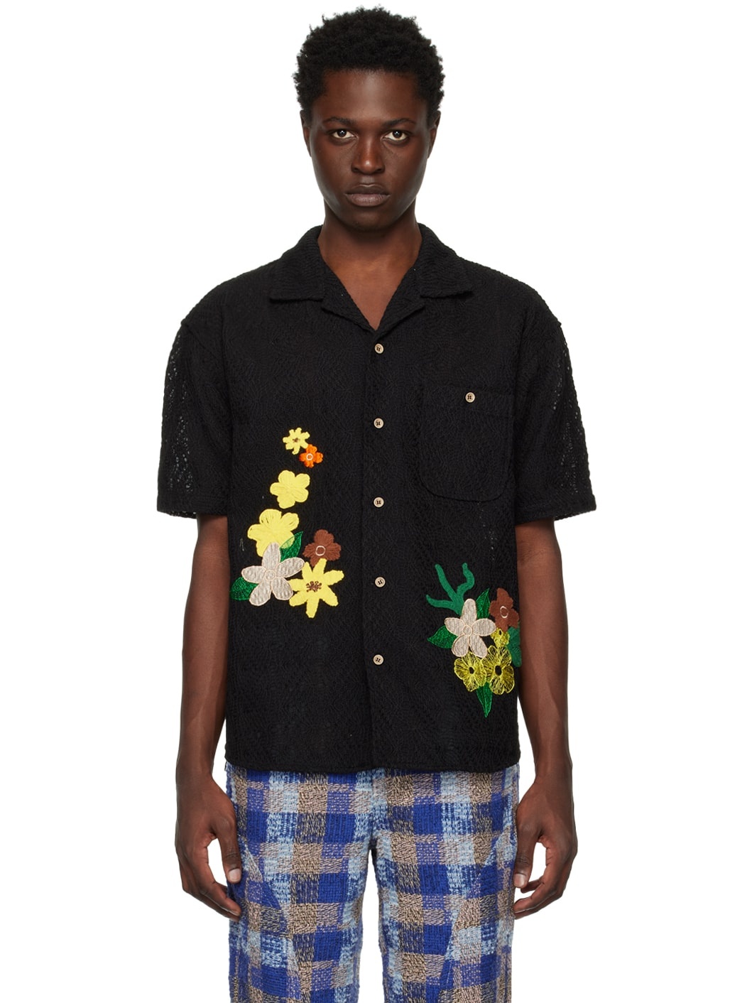 Black Floral Shirt - 1