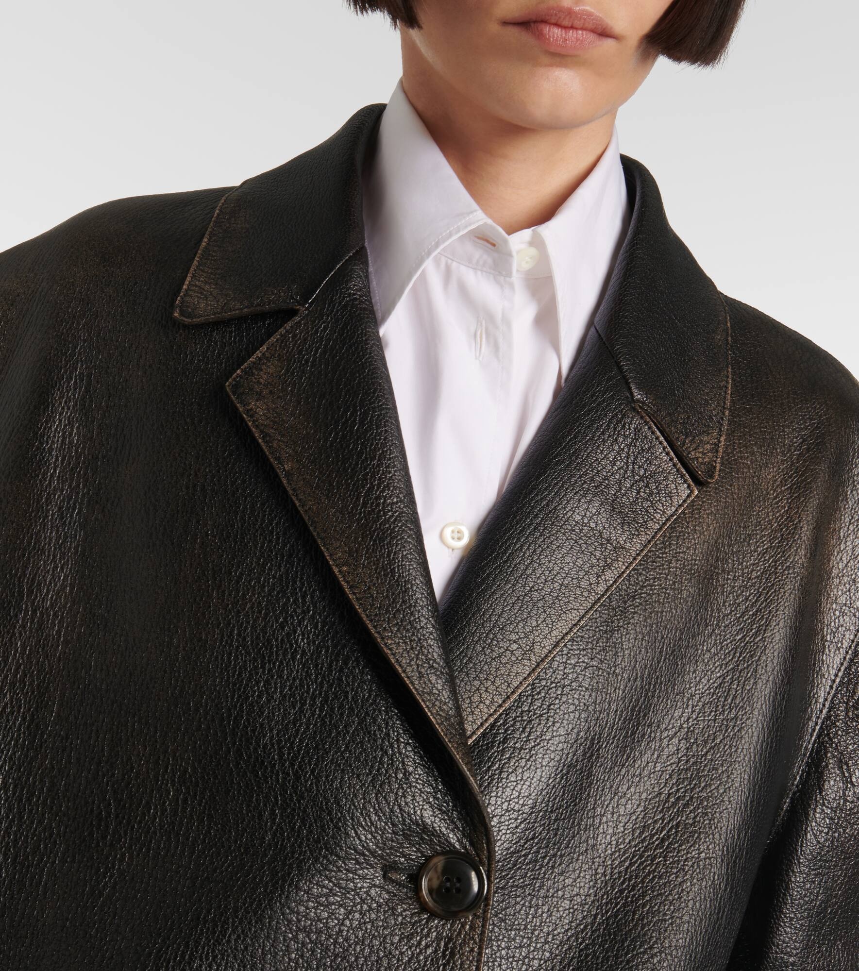 Leather wrap coat - 5
