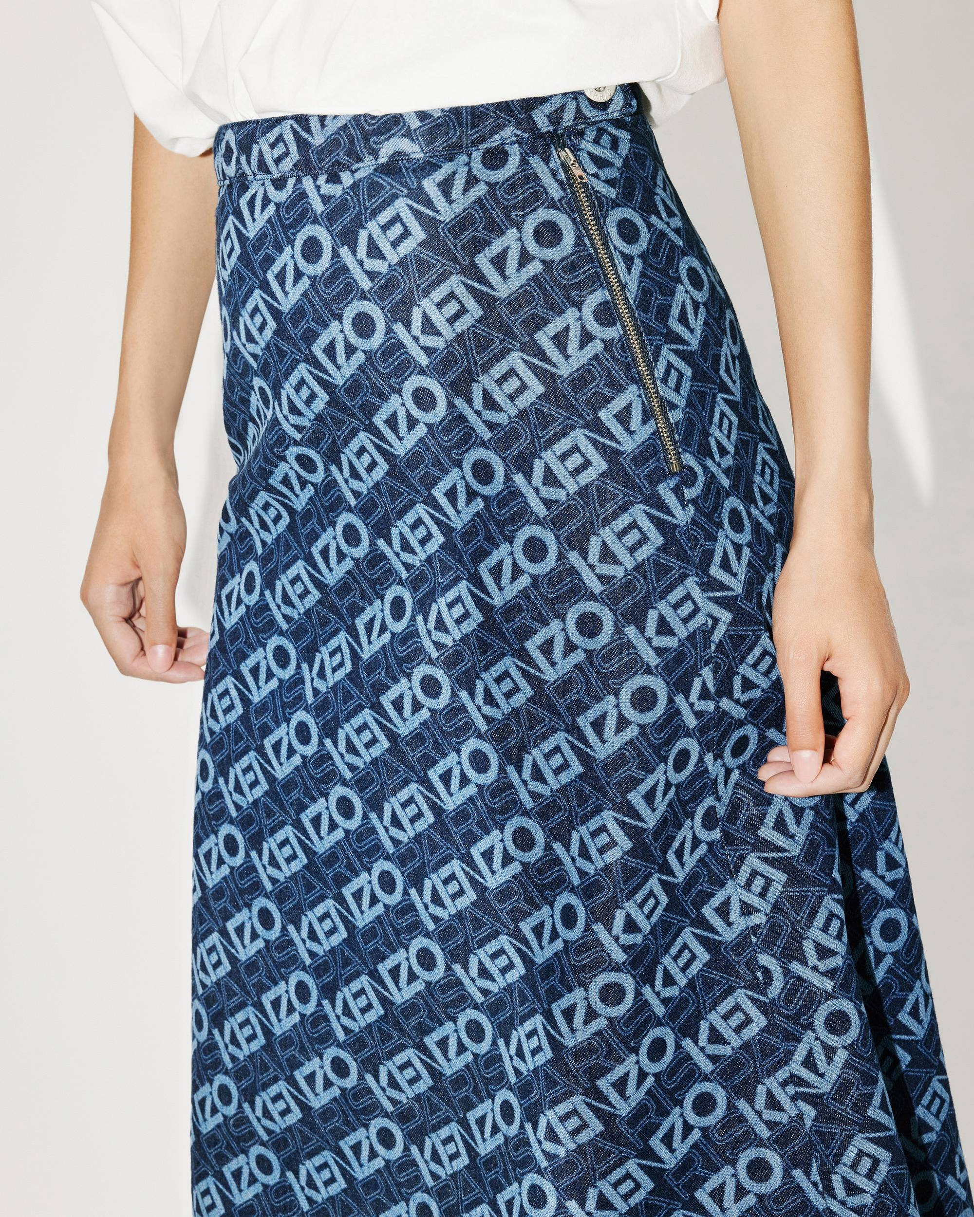 Monogram long denim skirt - 7