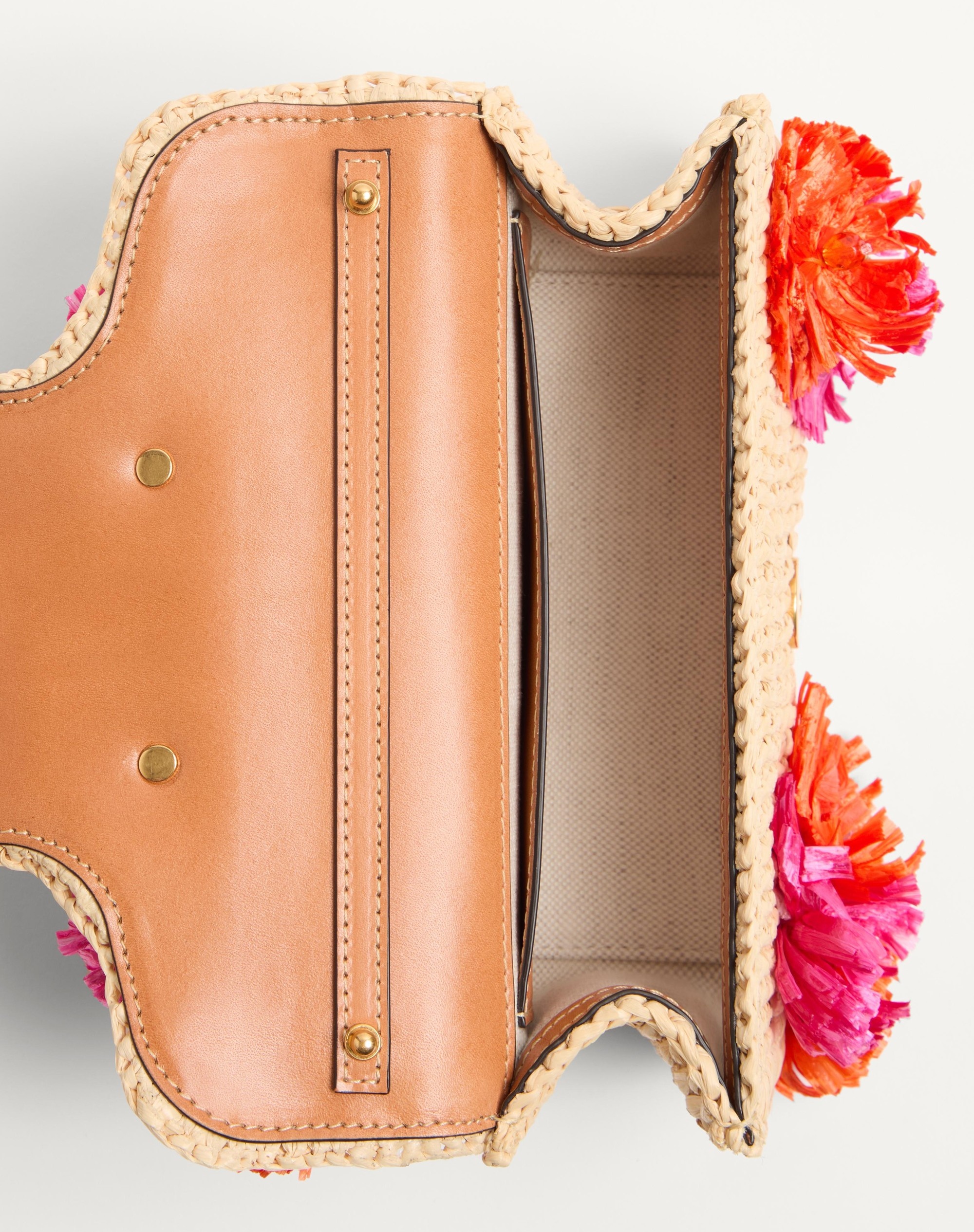 VALENTINO GARAVANI LOCÒ SMALL SHOULDER BAG IN SYNTHETIC RAFFIA WITH FLOWERS AND BEADS - 5