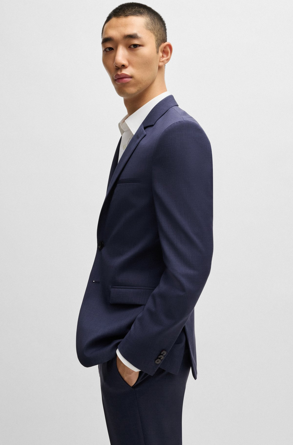 EXTRA-SLIM-FIT SUIT JACKET IN MELANGE WOOL - 6