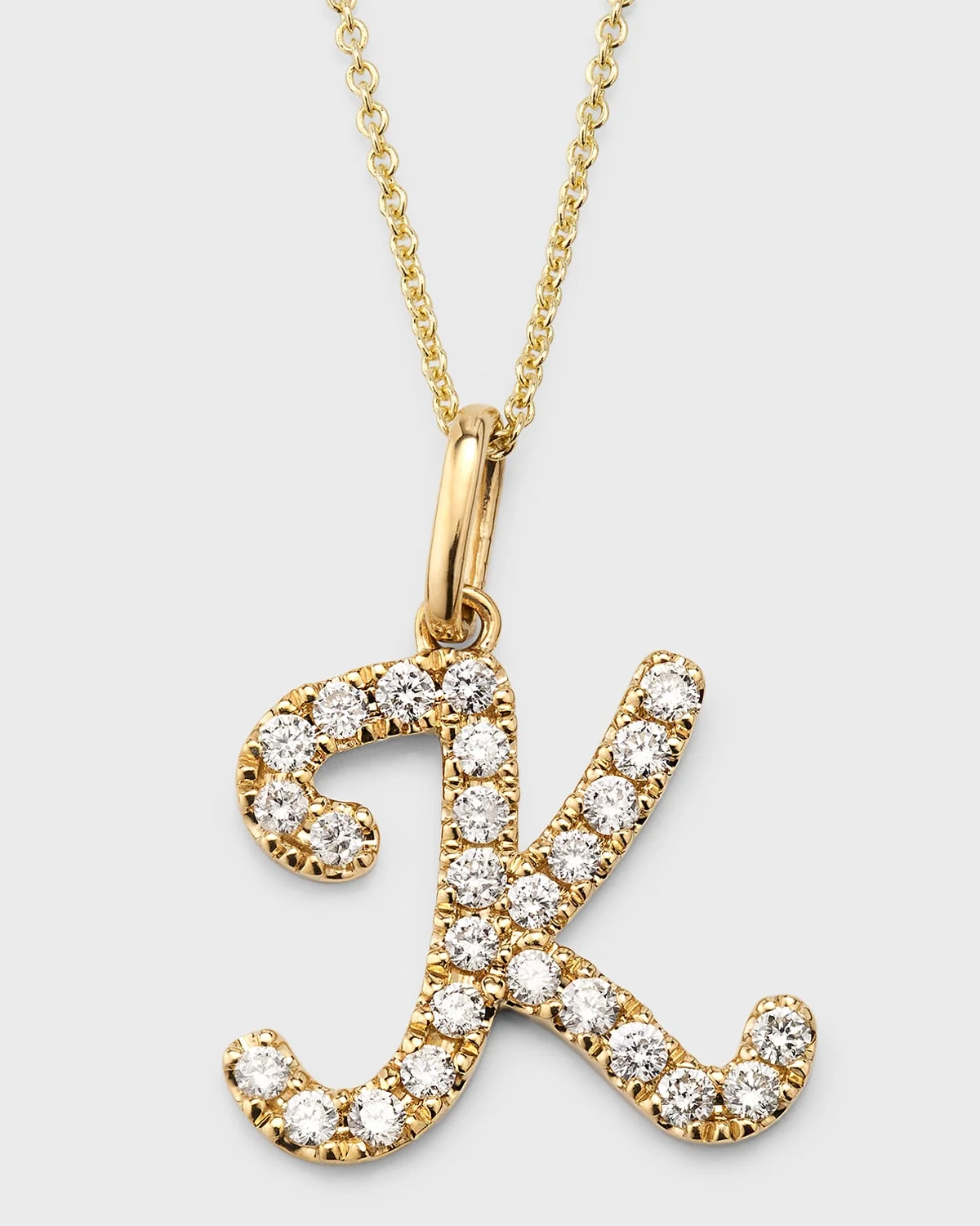 14k Diamond Pave Initial Necklace - 1