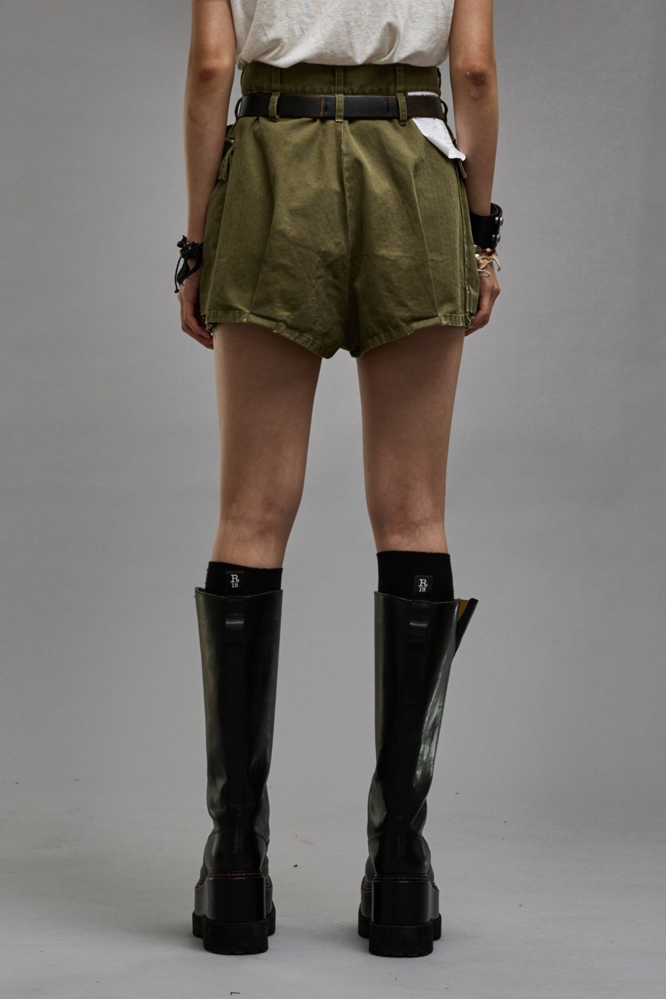 BUBBLE SKORT - OLIVE HERRINGBONE - 2