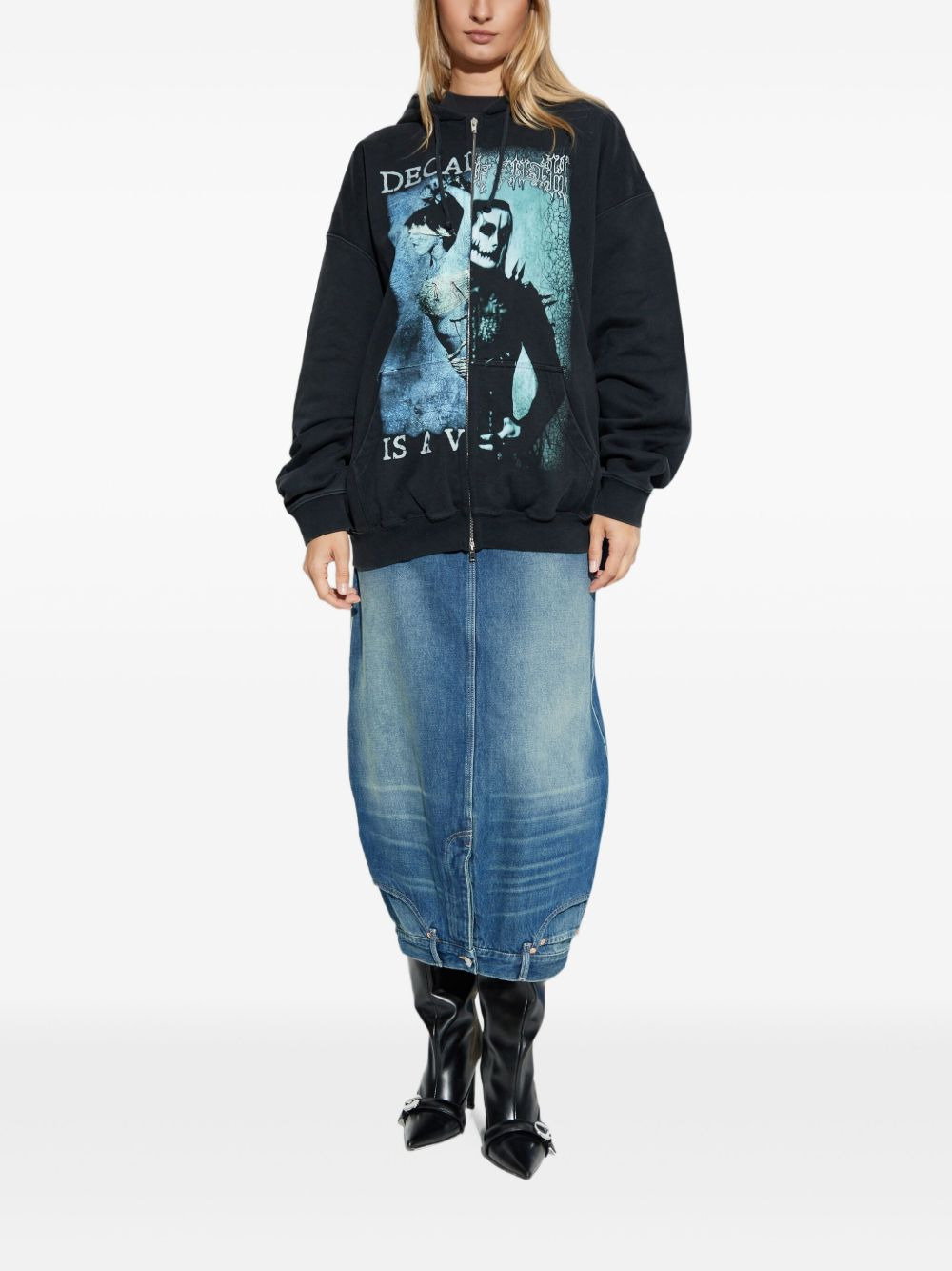 graphic-print zip-up hoodie - 3