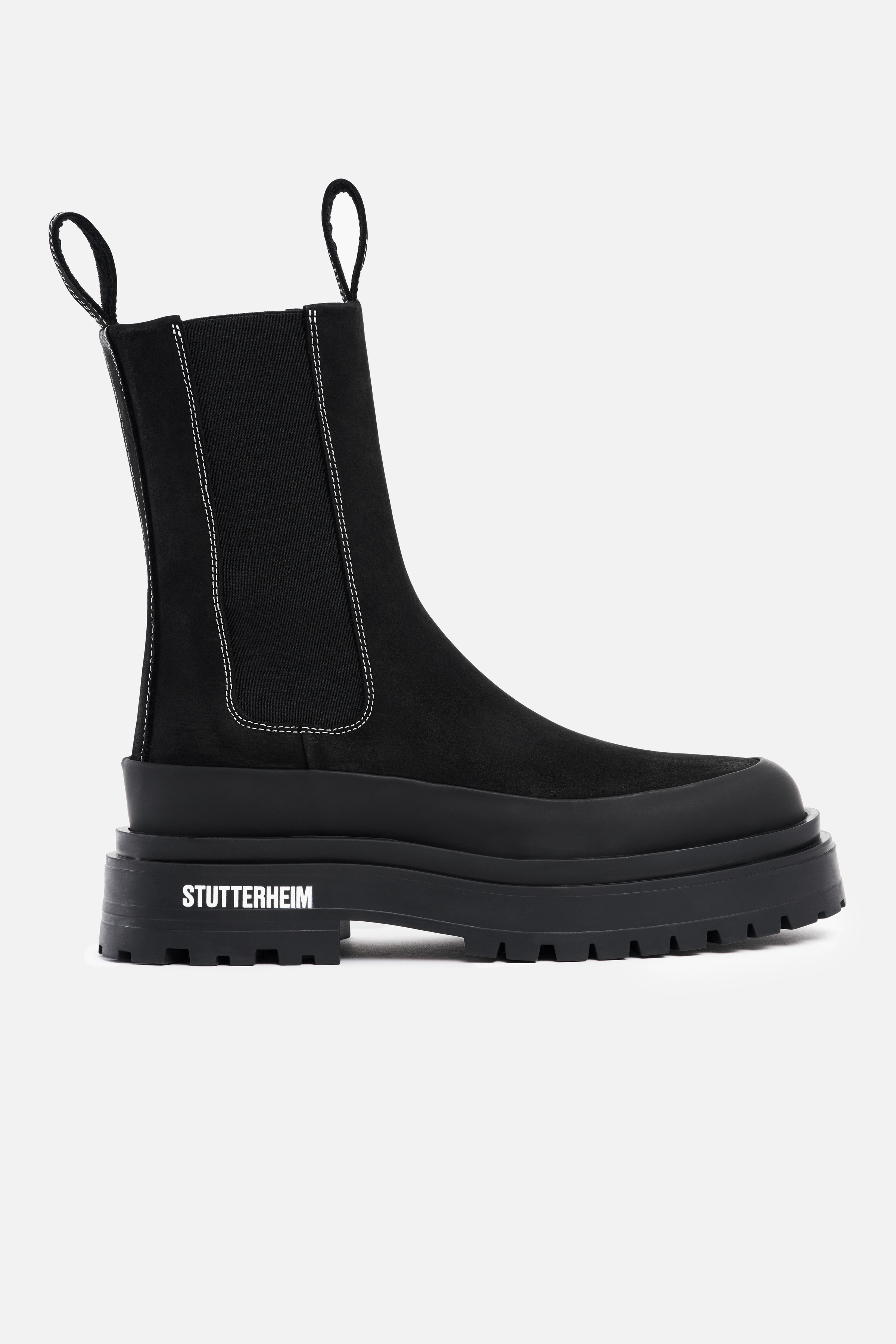 Stutterheim High Walker Nubuck Boots Black | REVERSIBLE