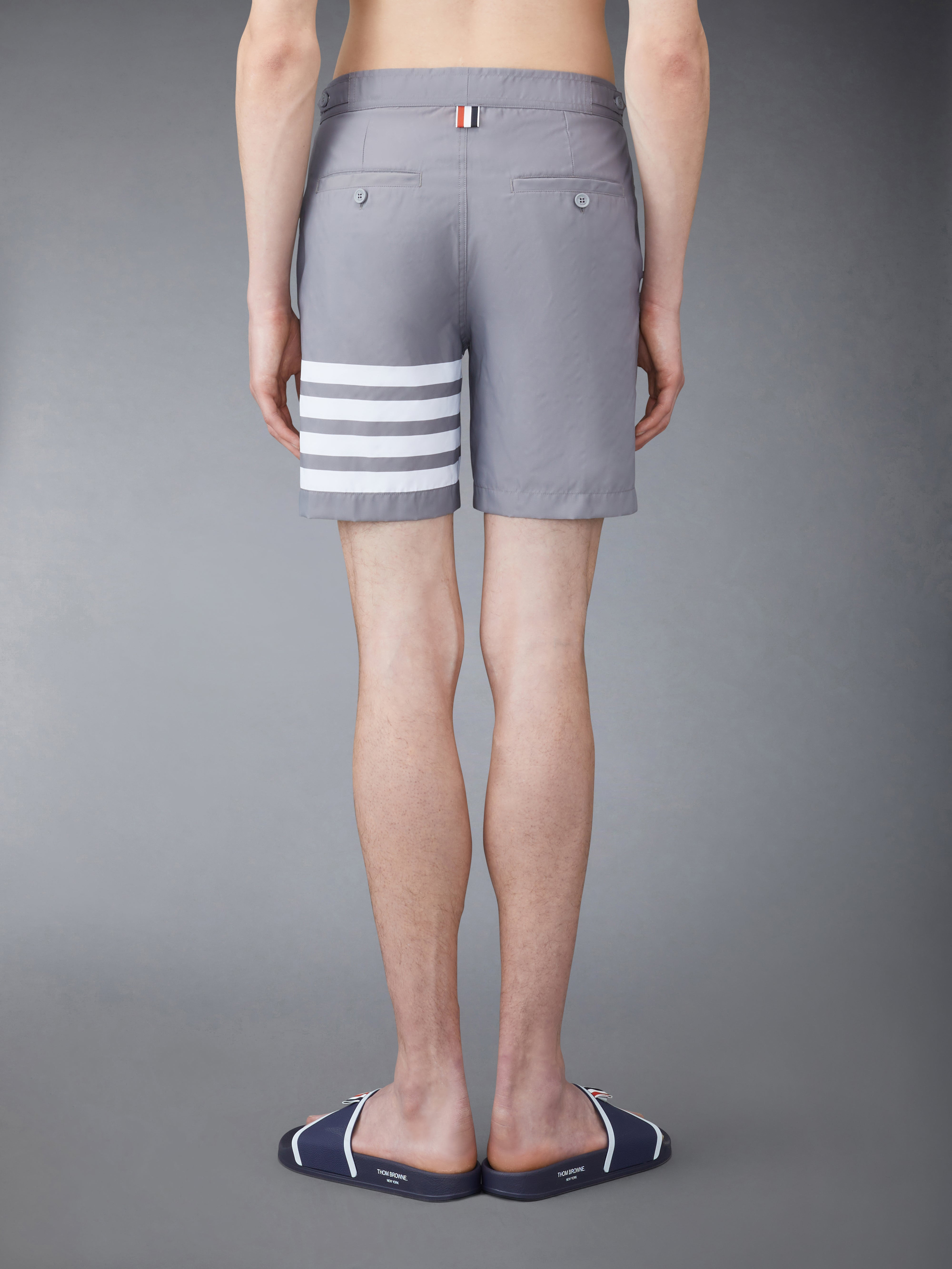 Medium Grey Swim Tech 4-Bar Adjustable Elastic Back Button Front Board Short - 3