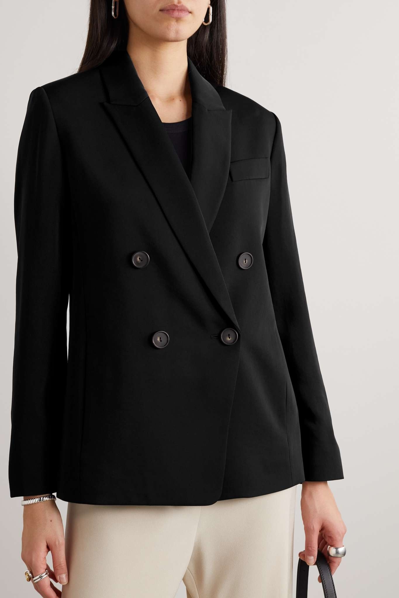 Double-breasted crepe blazer - 3