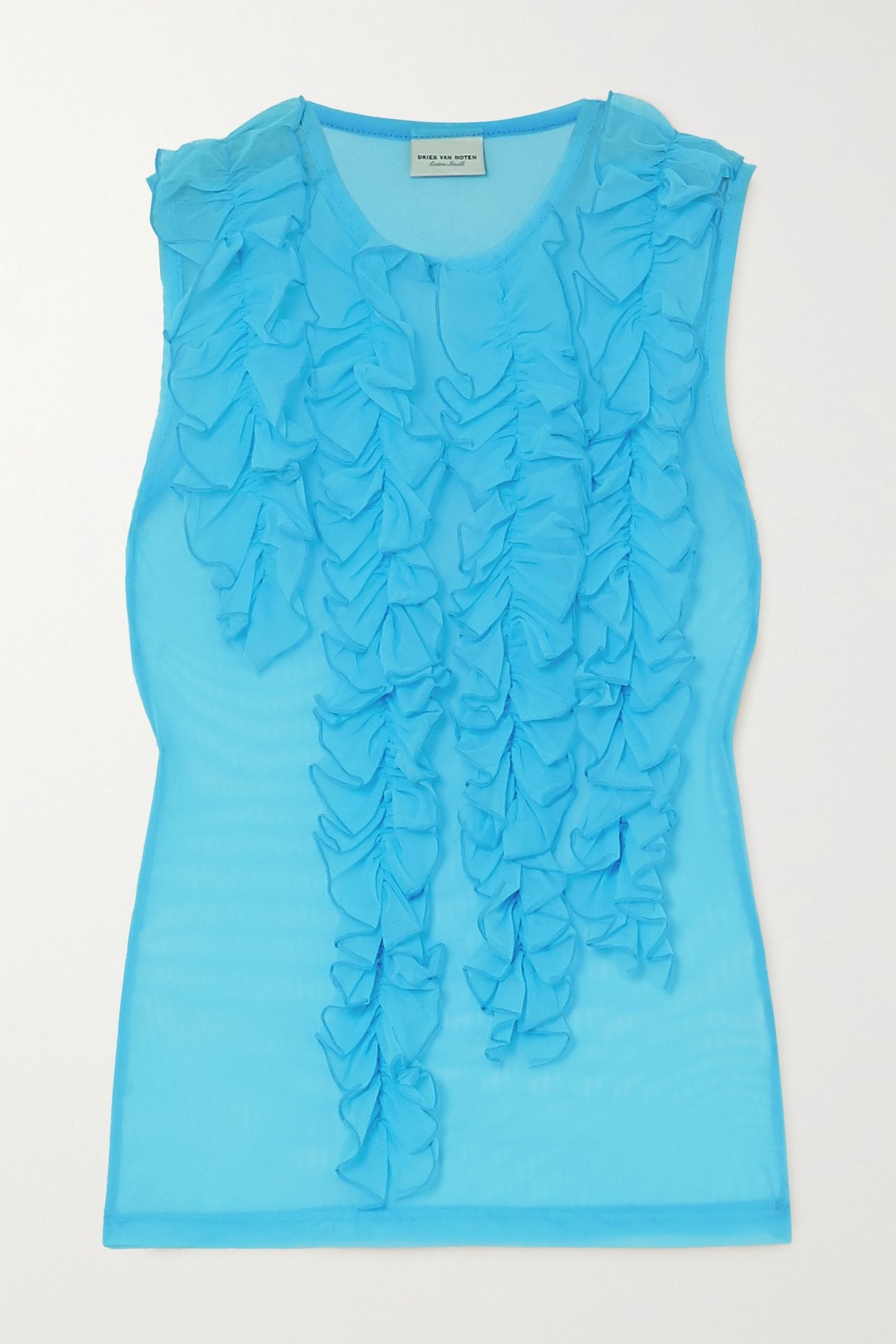 Ruffled stretch-tulle tank - 1