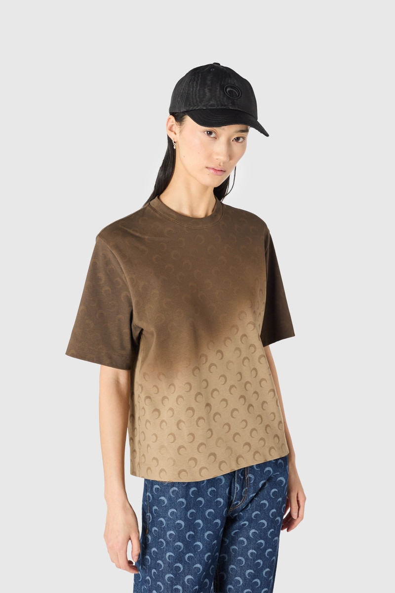 Marine Serre Faded moon crewneck t-shirt organic cotton outlook