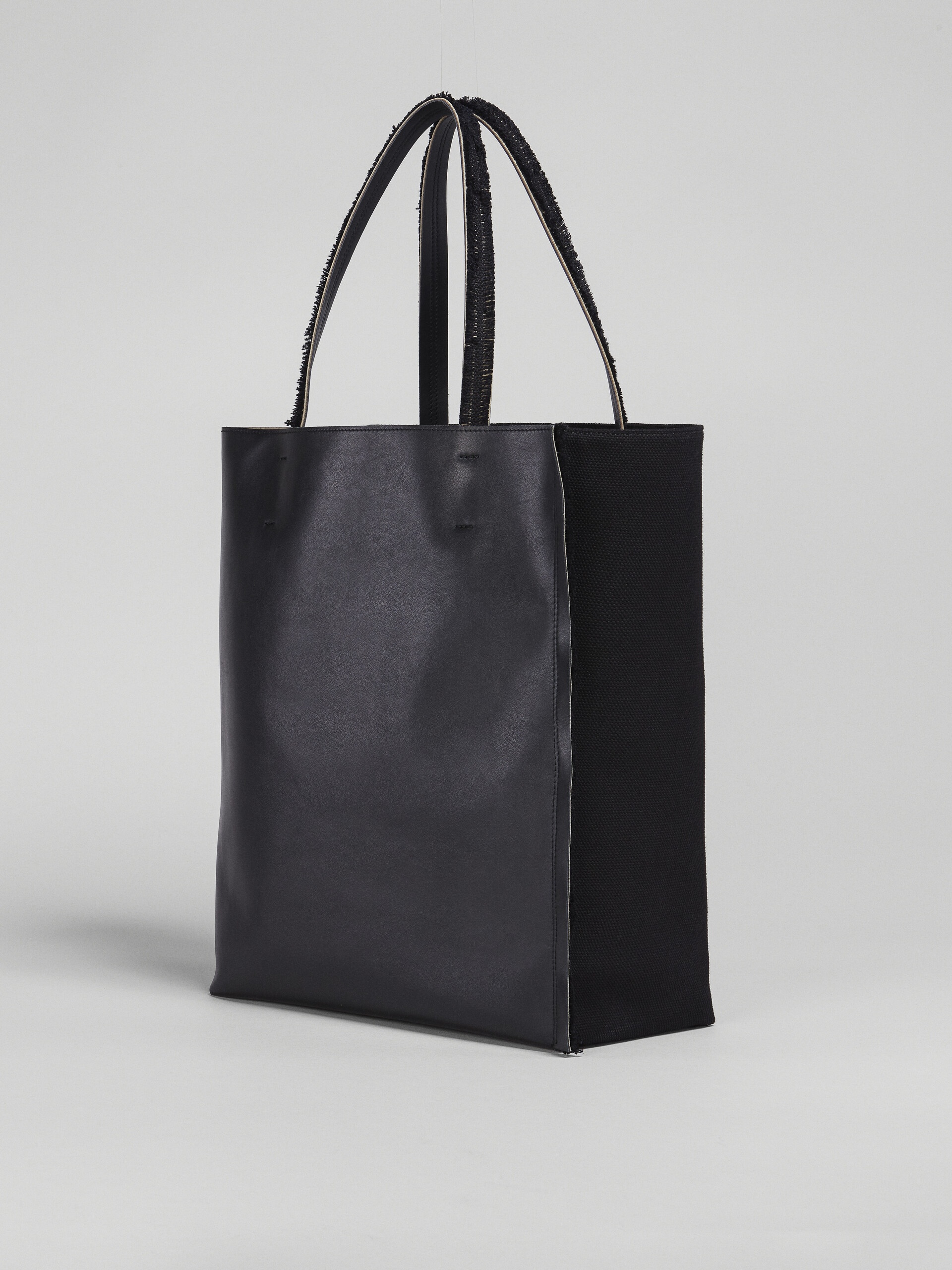 MUSEO SOFT LARGE BAG IN BLACK LEATHER AND CANVAS - 3
