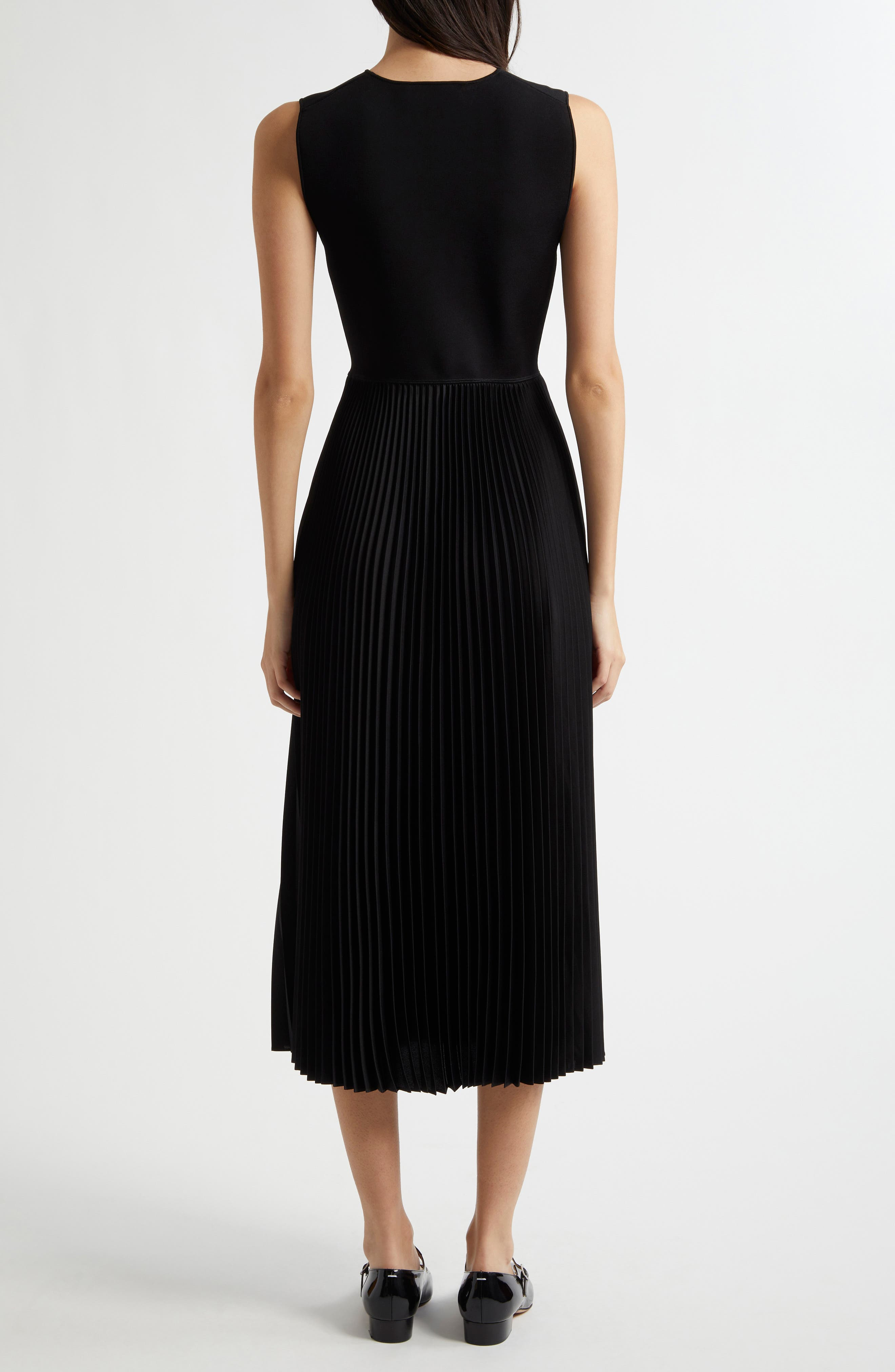 Theory Sleeveless Pleated Midi Dress in Black at Nordstrom - 2