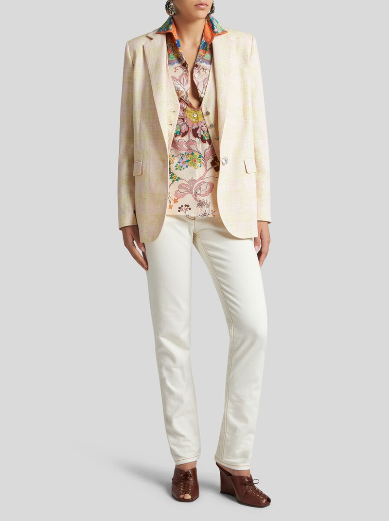 Etro LONG CHECK JACKET WITH PEGASO BUTTONS outlook
