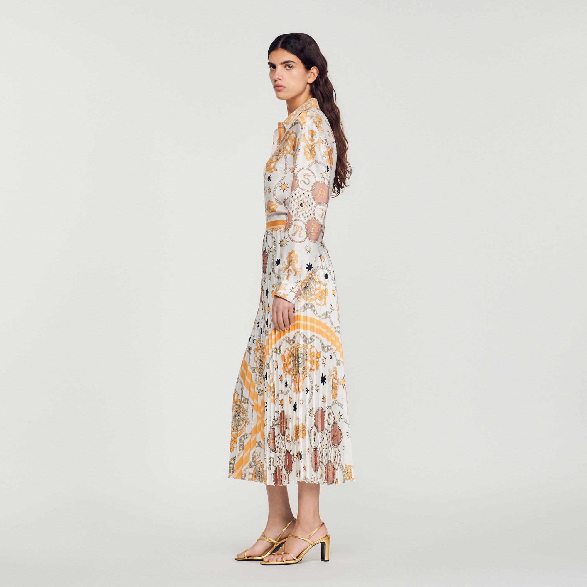 Scarf print pleated skirt - 7