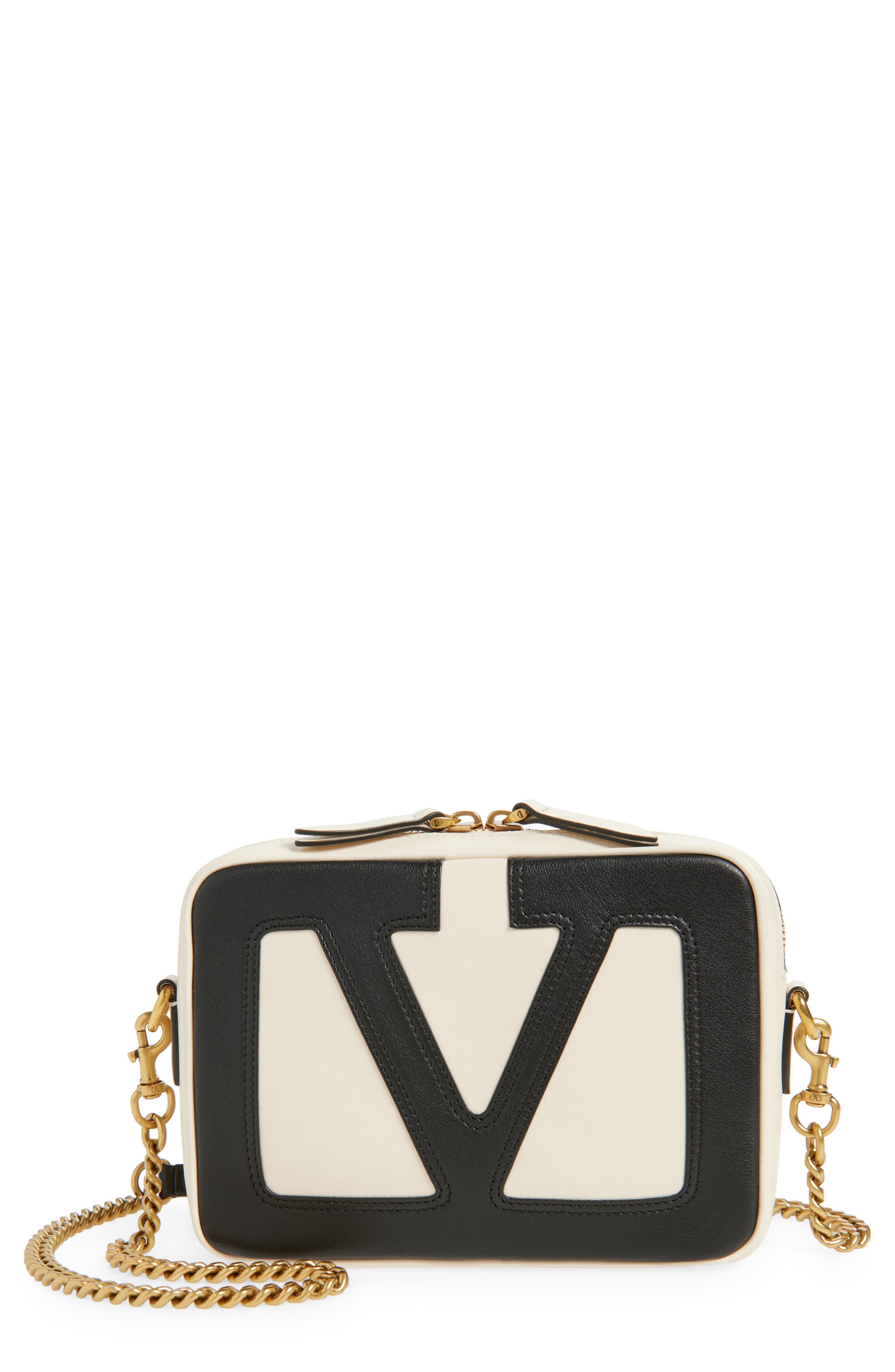 Valentino Garavani Viva Superstar Lambskin Leather Crossbody Bag in Butter White/Nero at Nordstrom - 1