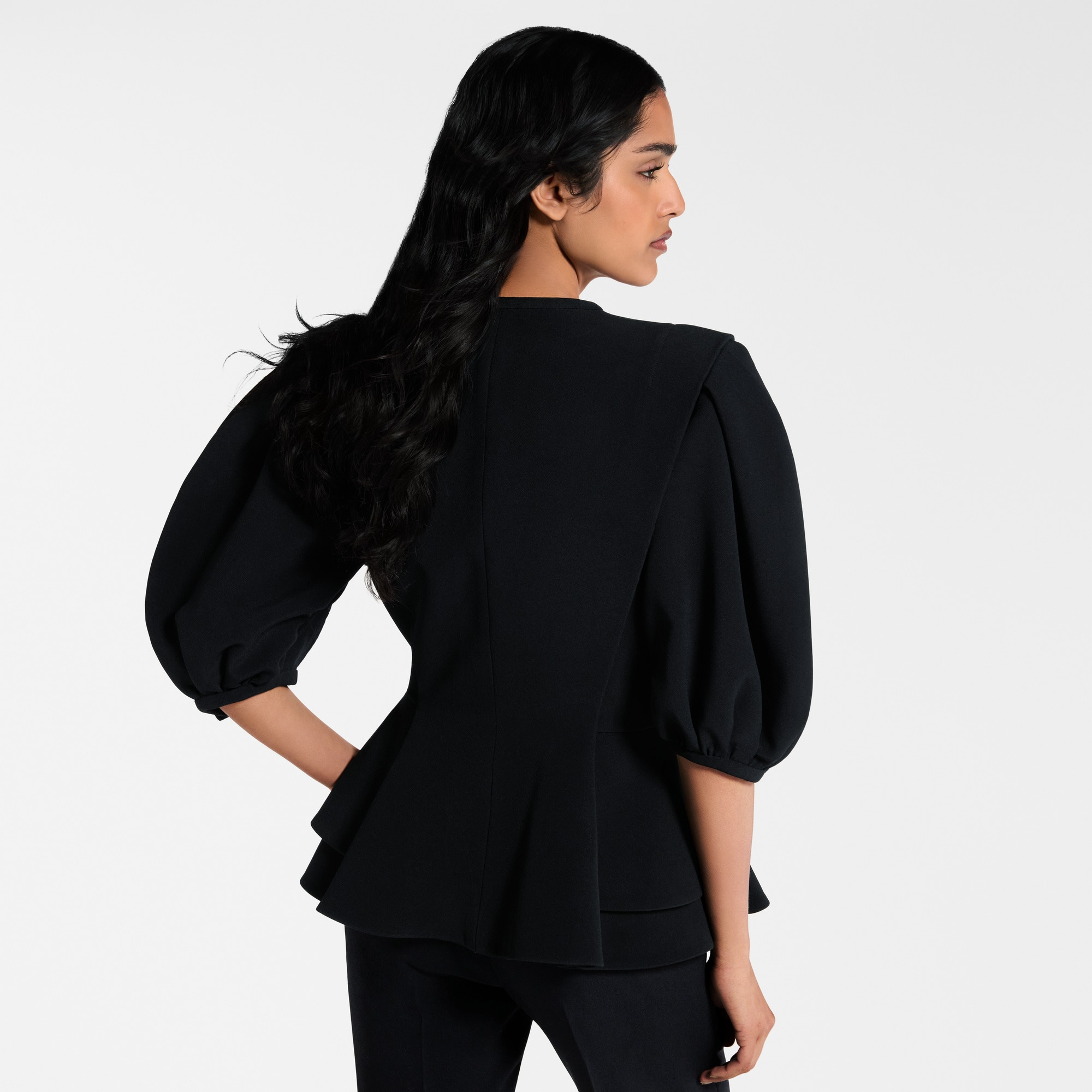 Puff-Sleeve Peplum Jacket - 7