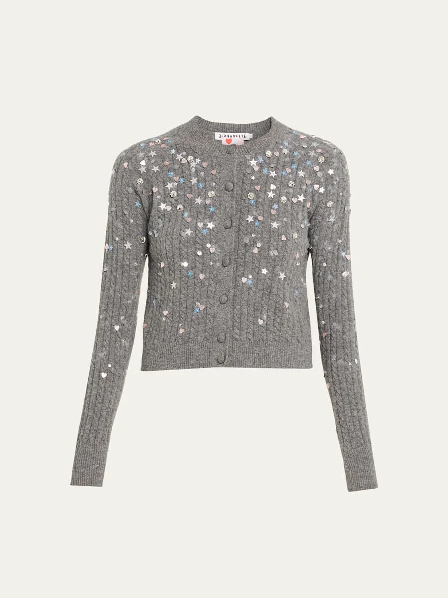 Gilberte Stardust Cable-Knit Cardigan - 1