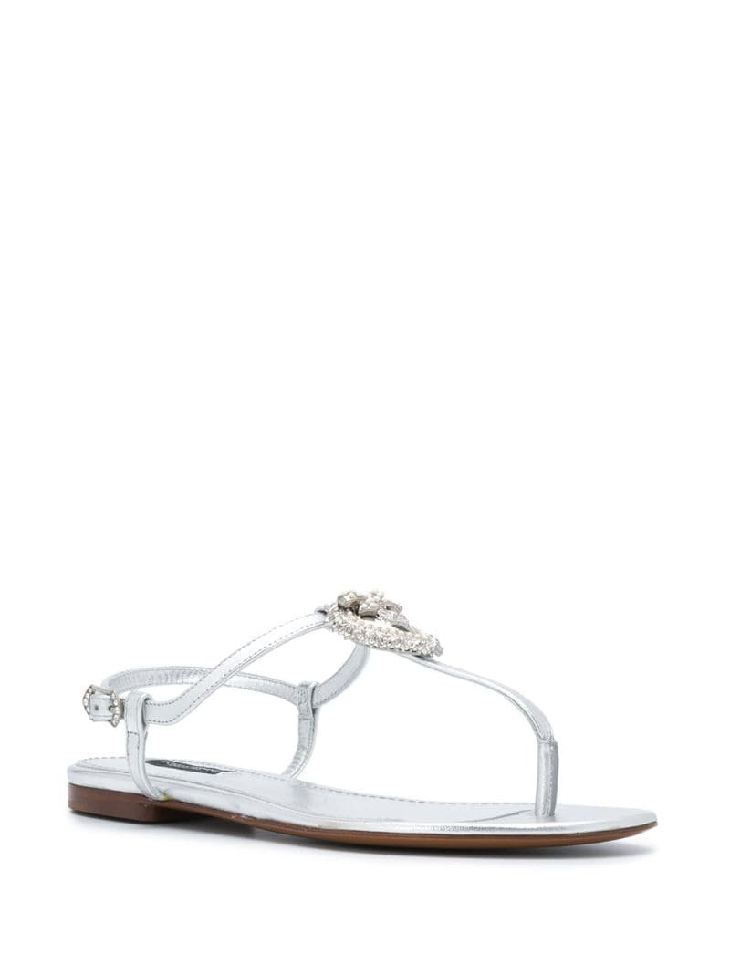 metallic strappy leather sandals - 2