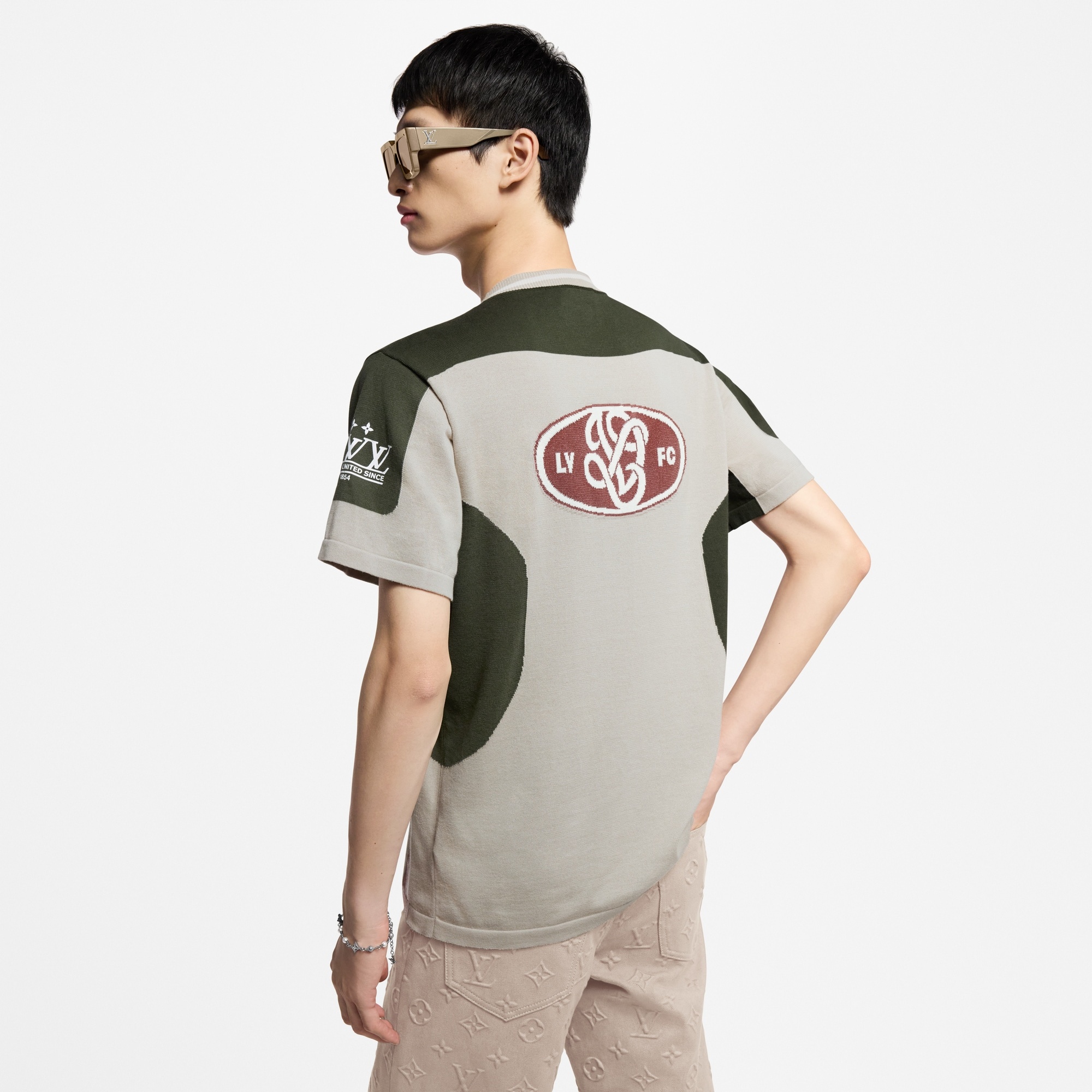 Intarsia Short-Sleeved V-Neck Top - 5