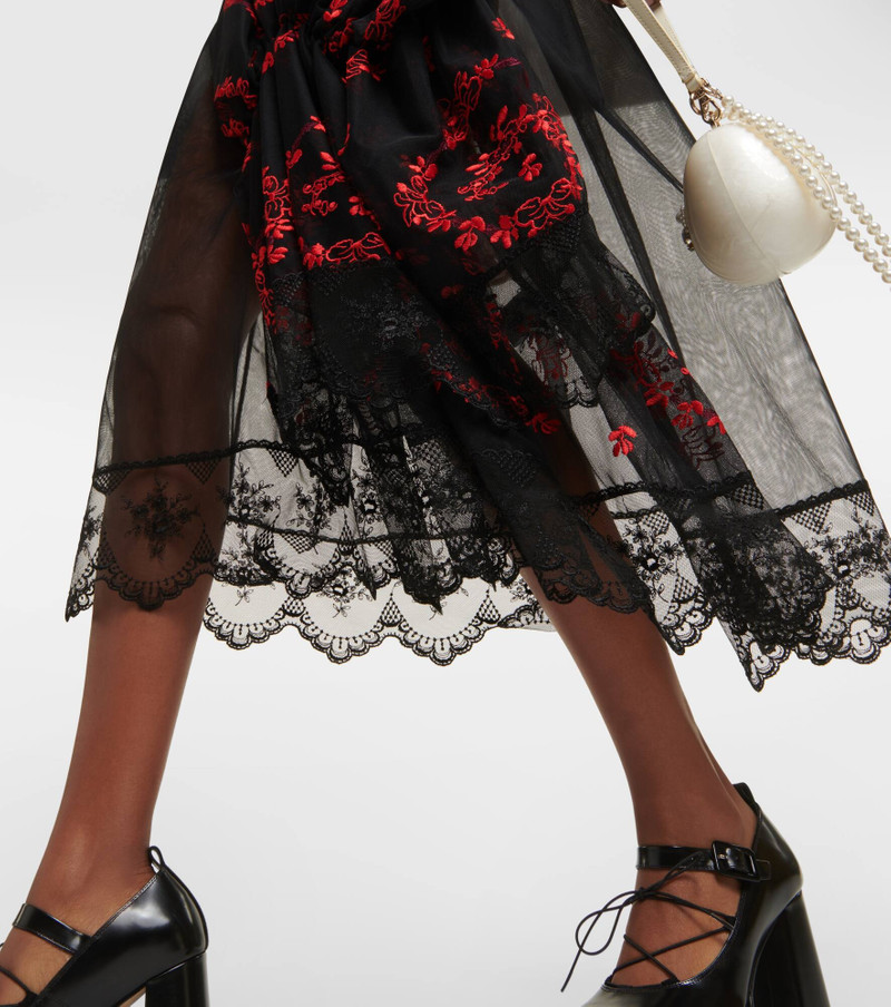 Floral embroidered tulle midi dress 5