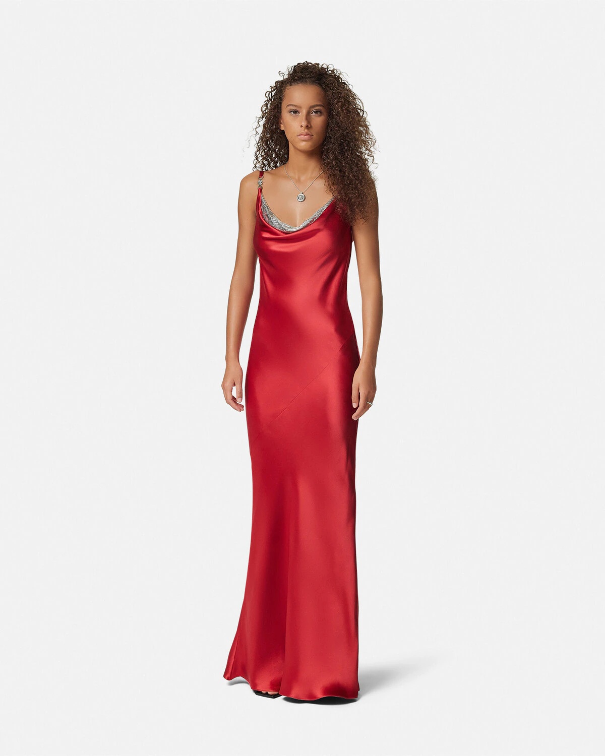 Metal Mesh Slip Satin Gown - 4