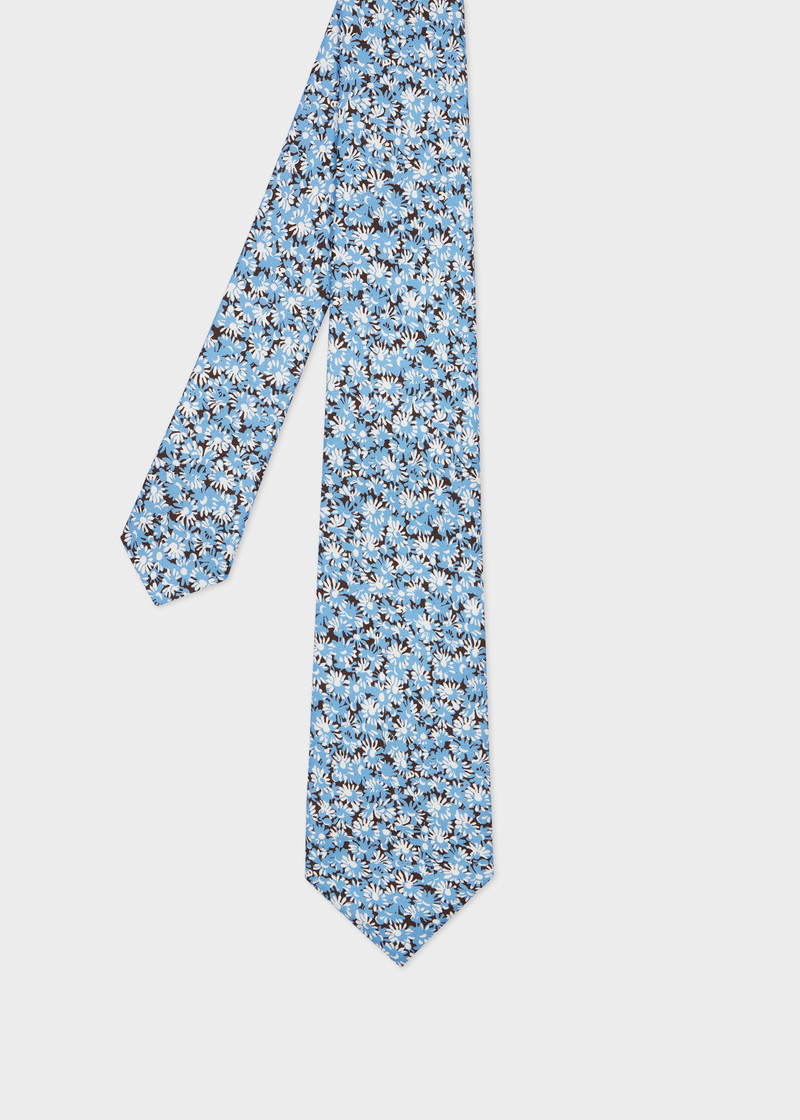 Light Blue 'Digital Floral' Print Tie 1