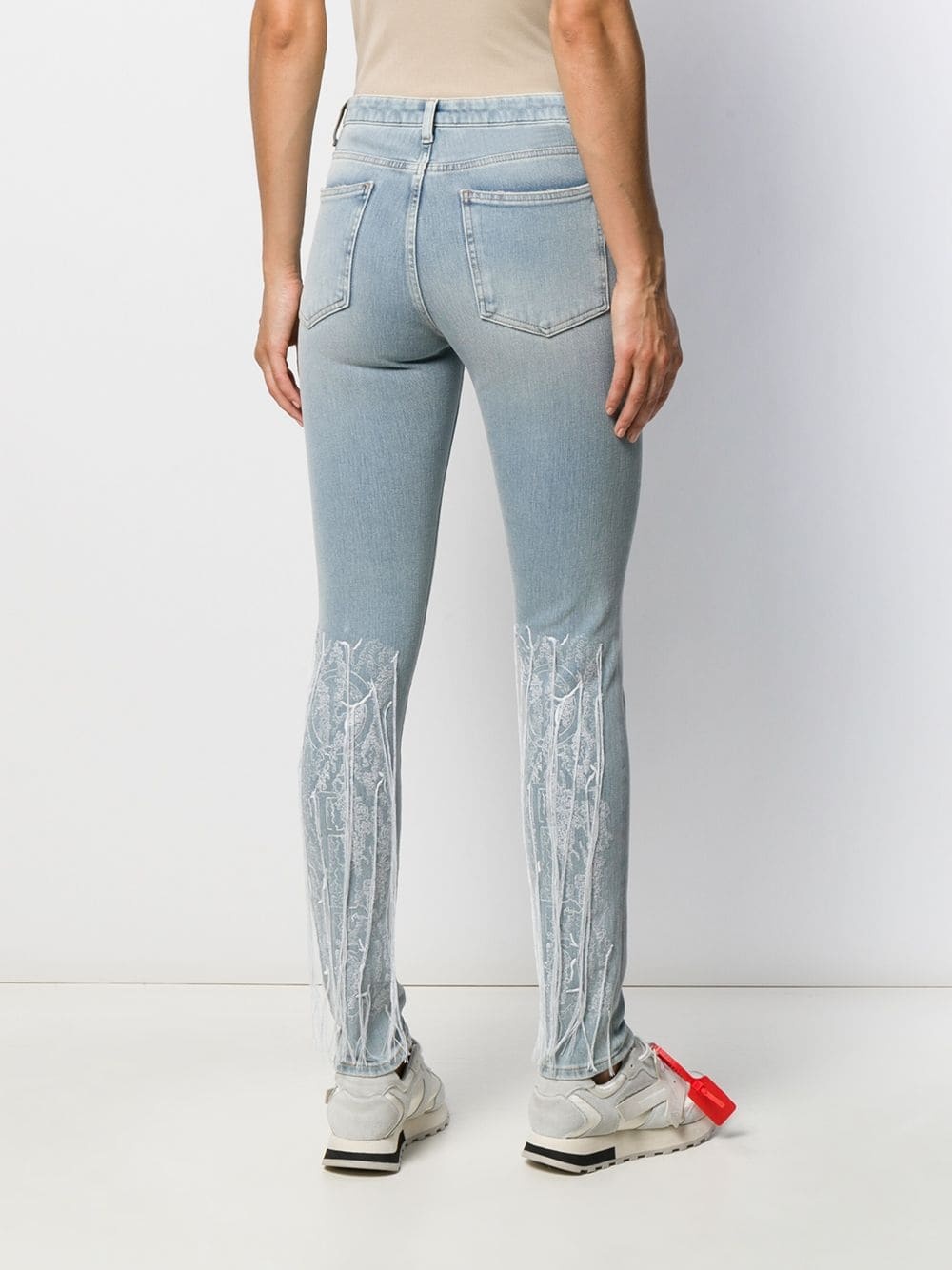 embroidered details skinny jeans - 4