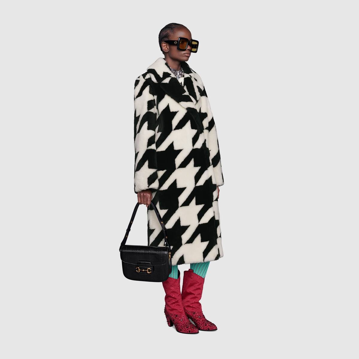 Houndstooth shearling coat - 2