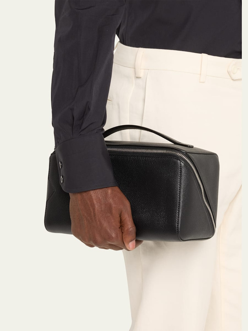 Valextra Men's V-Line Soft Leather Toiletry Bag outlook