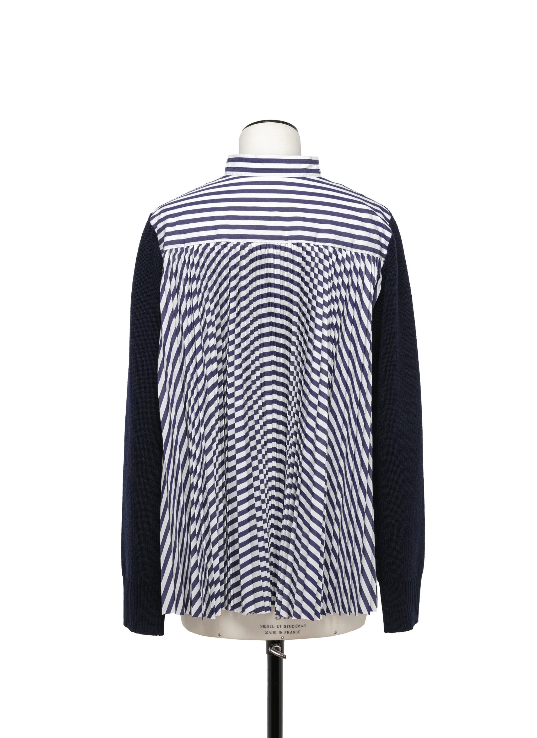 Wool Knit x Cotton Poplin Cardigan - 3