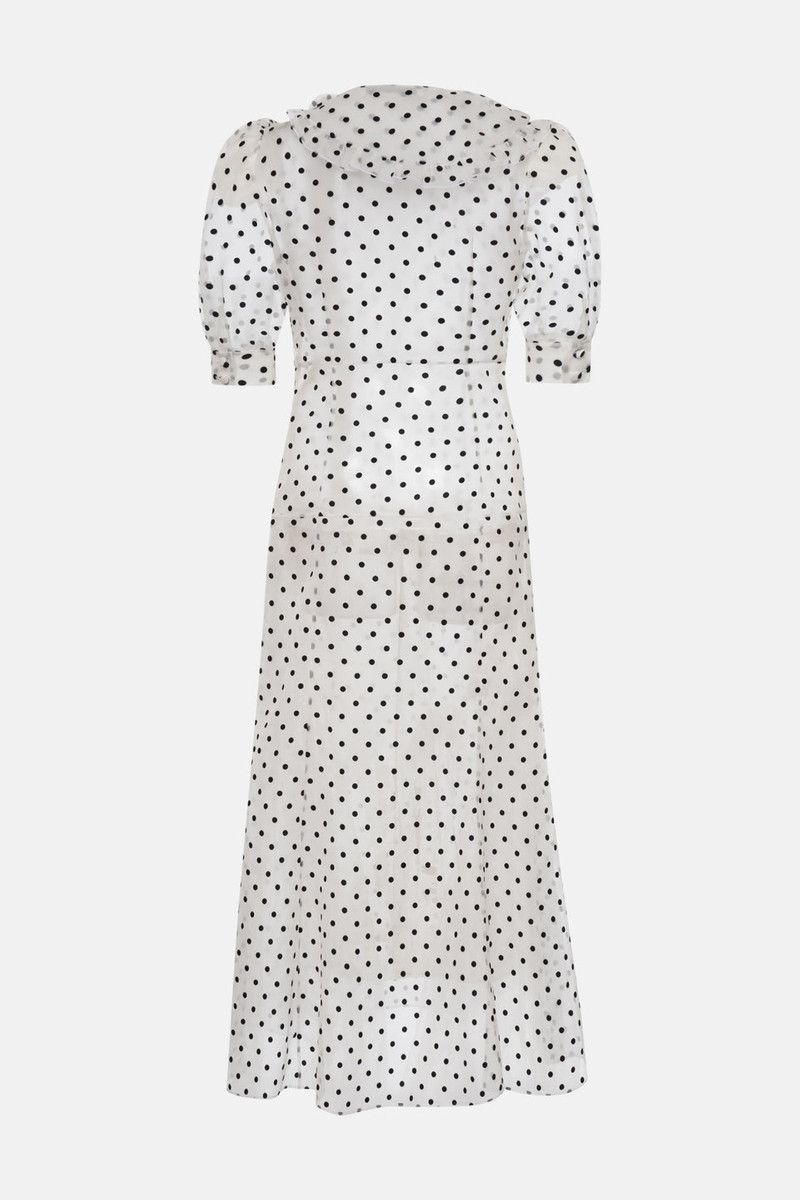 Alessandra Rich FLOCKED POLKA DOT PRINT SILK ORGANZA DRESS outlook