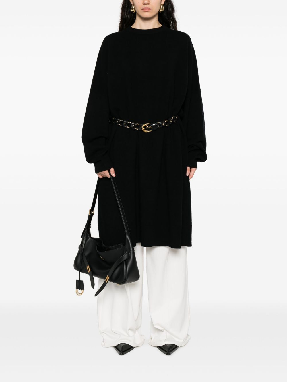 round-neck ribbed sweater dress - 2