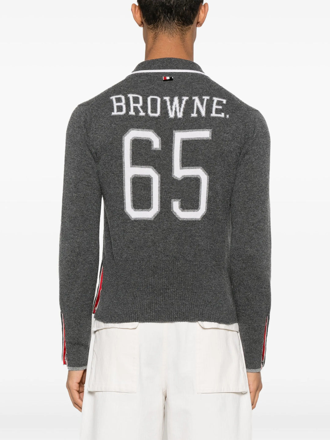 Browne 65 Jersey Intarsia Cashmere Long Sleeve Polo Men - 3
