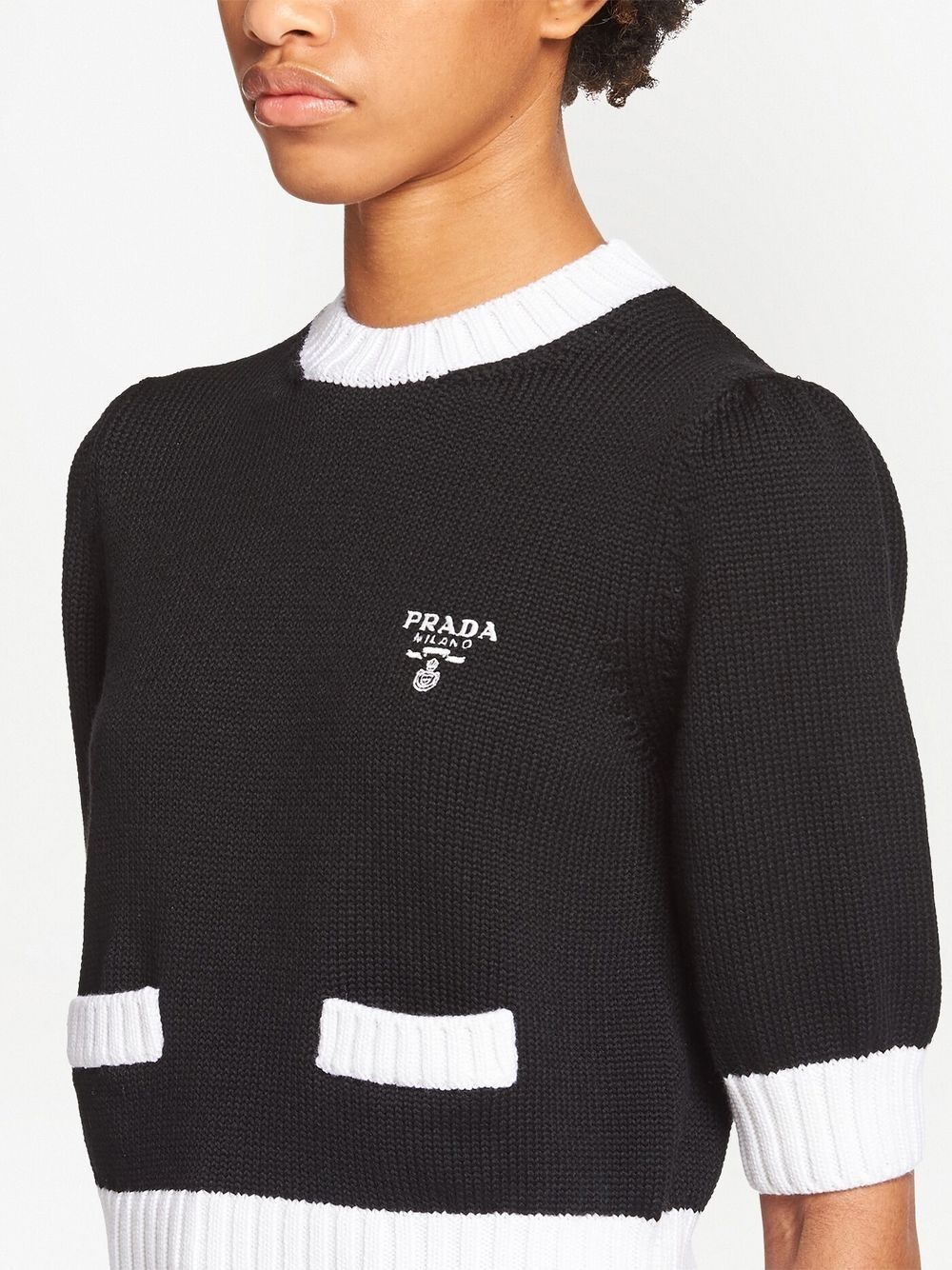 embroidered-logo cropped short sleeve jumper - 5